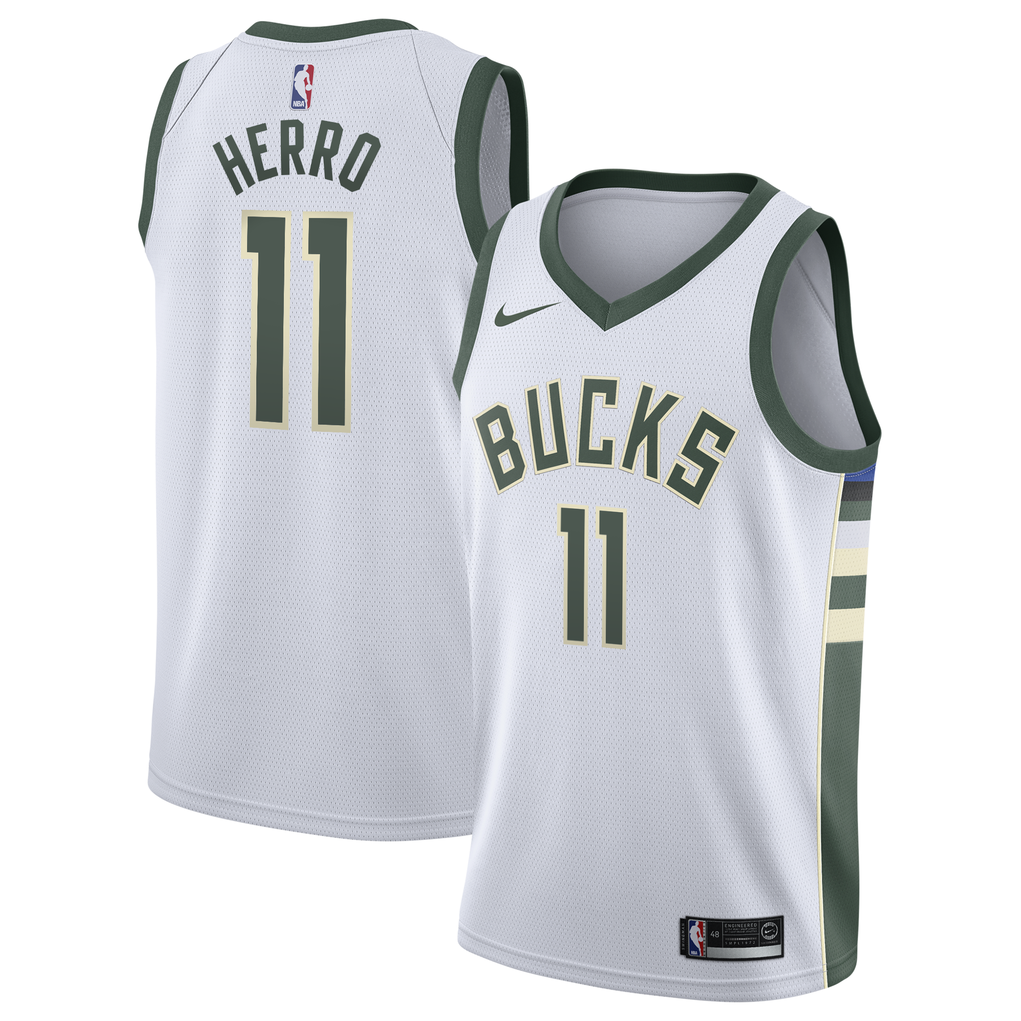 Milwaukee Bucks Nike Association Edition Swingman Jersey - White - Tyler Herro - Youth