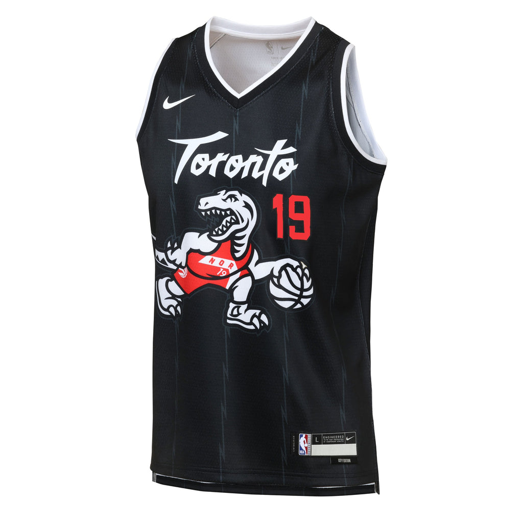 Toronto Raptors Nike 2025/26 City Edition Swingman Jersey - Black - Jakob Poeltl - Youth