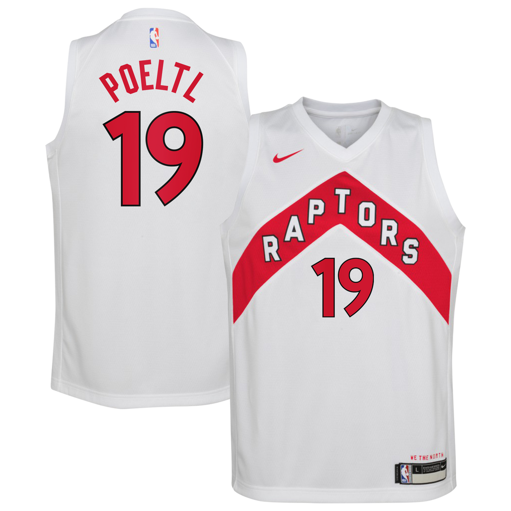 Toronto Raptors Nike Association Edition Swingman Jersey - White - Jakob Poeltl - Youth