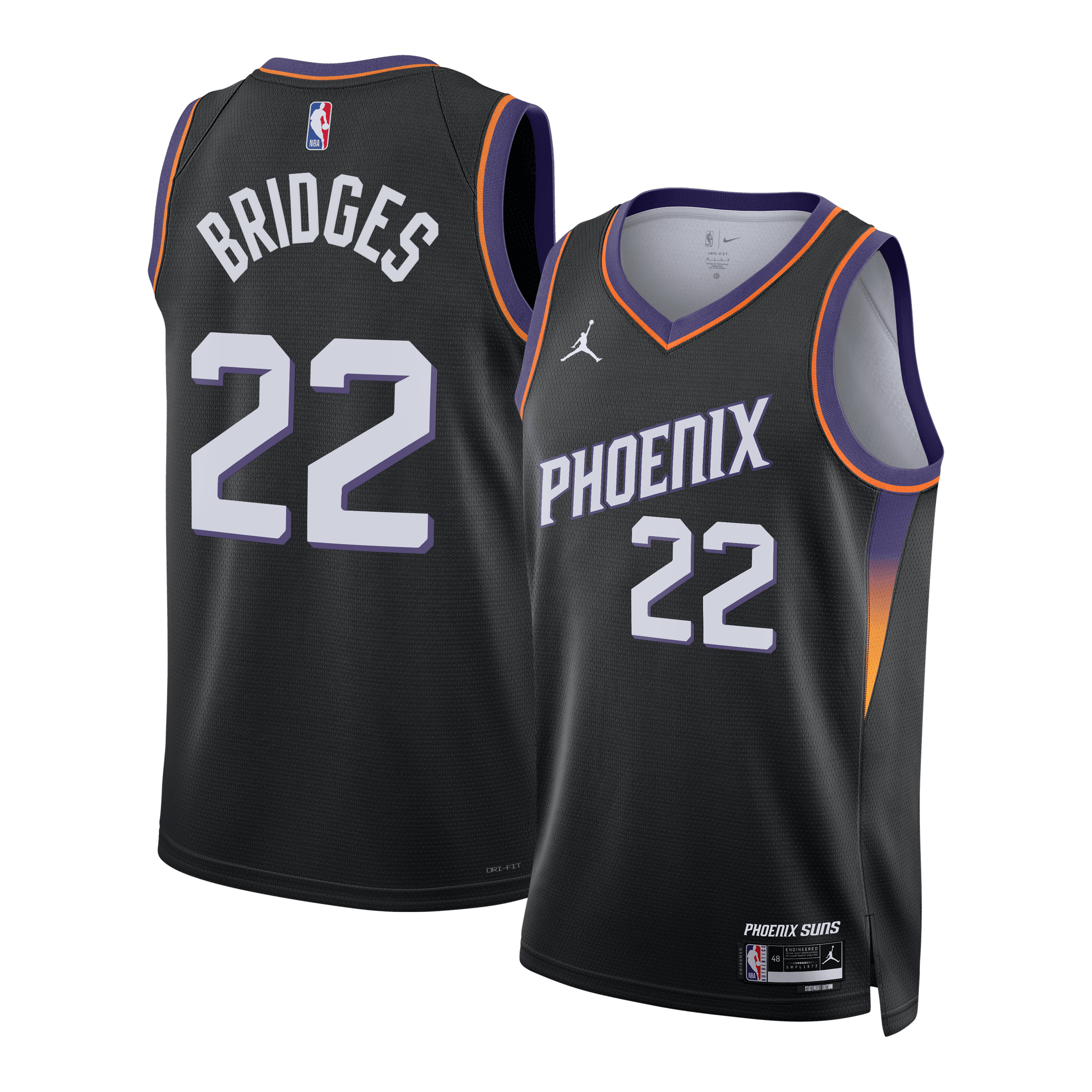 Phoenix Suns Jordan Brand Statement Edition Jersey - Black - Miles Bridges - Unisex