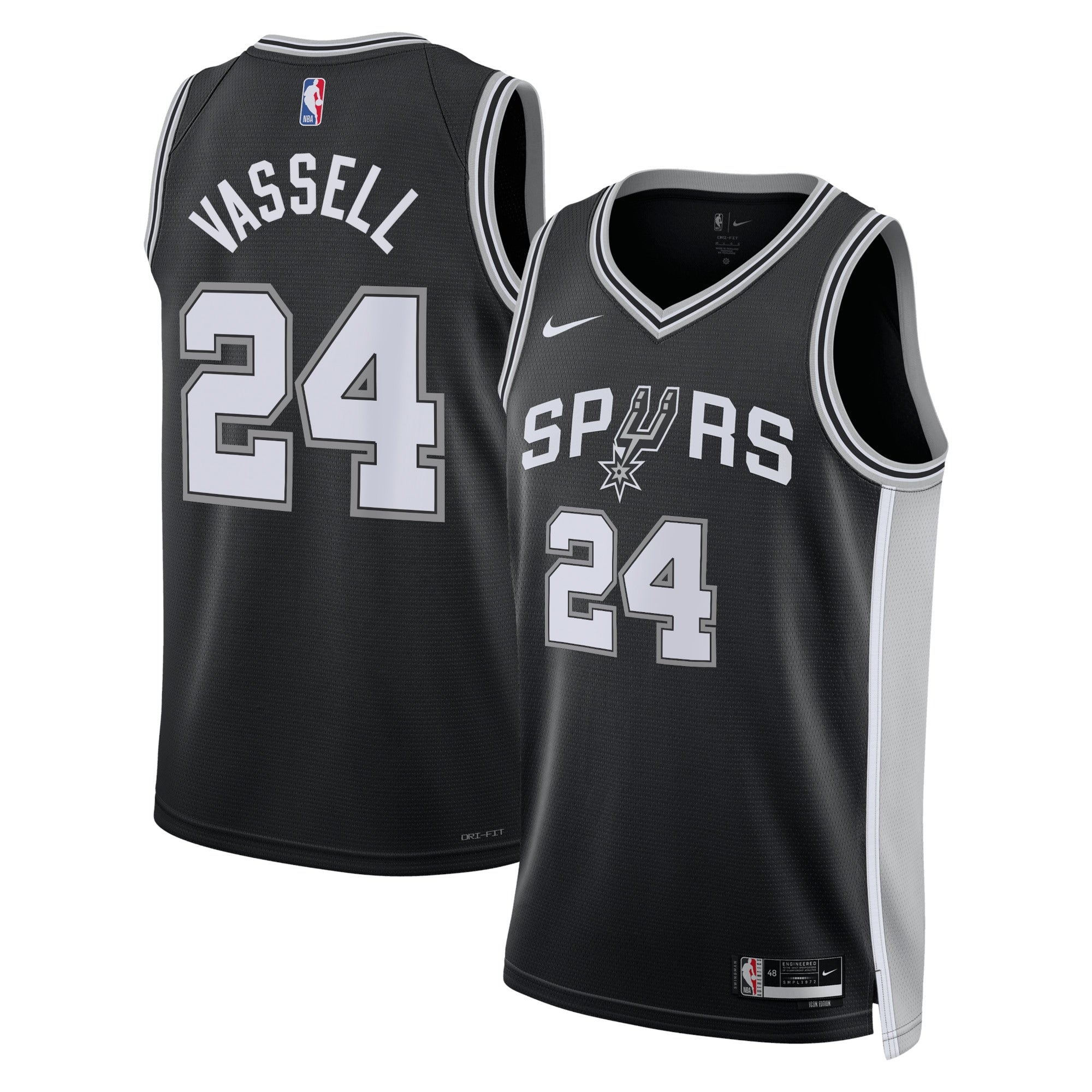 San Antonio Spurs Nike Icon Edition Swingman Jersey - Black - Devin Vassell - Unisex