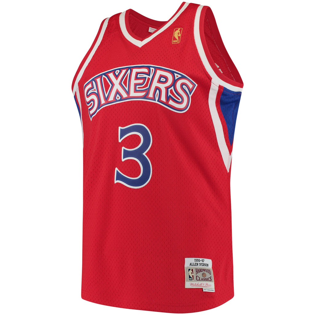 Men's Mitchell & Ness Allen Iverson Red Philadelphia 76ers 1996-97 Hardwood Classics Swingman Jersey