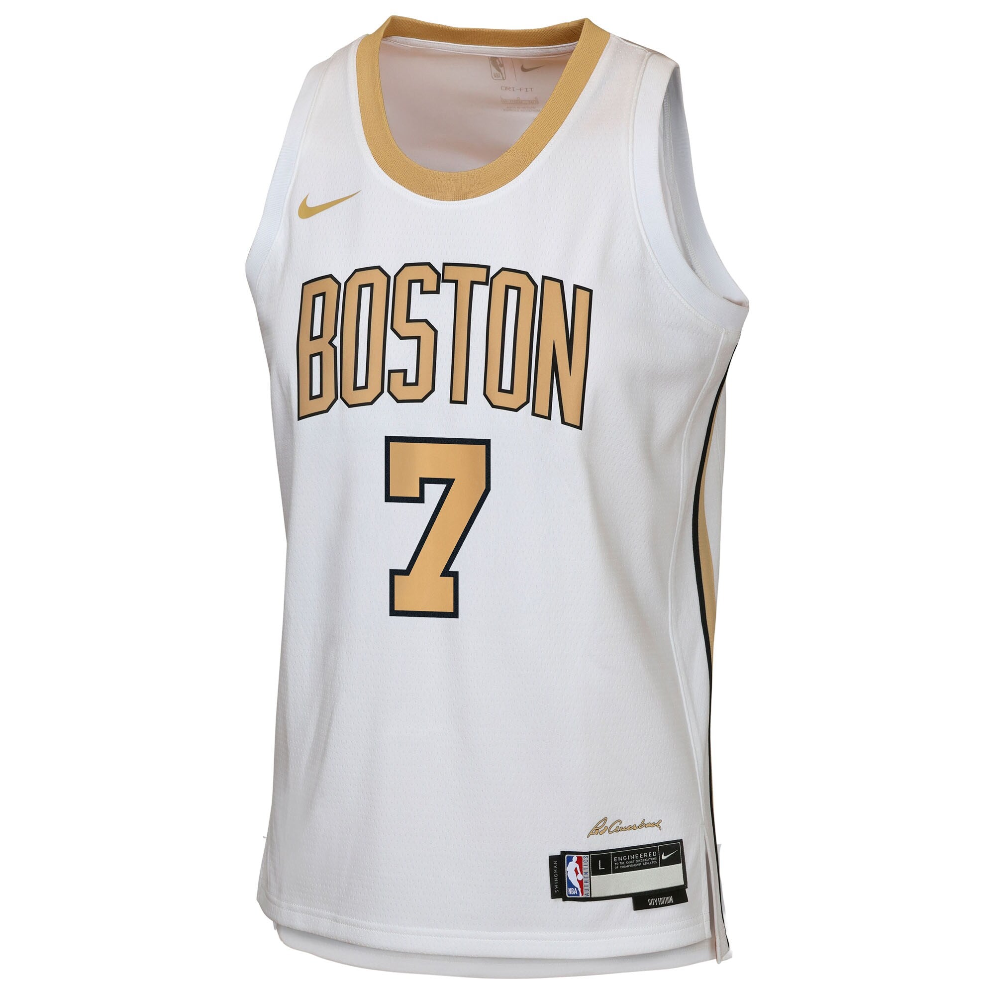 Boston Celtics Nike 2025/26 City Edition Swingman Jersey - White - Jaylen Brown - Youth
