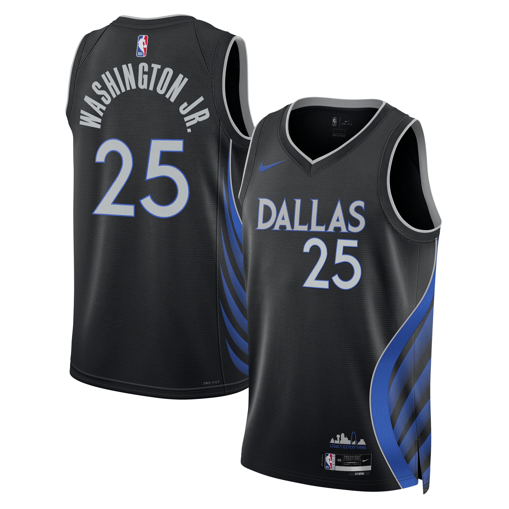 Dallas Mavericks Nike 2025/26 City Edition Swingman Jersey - Black - P.J. Washington Jr. - Unisex