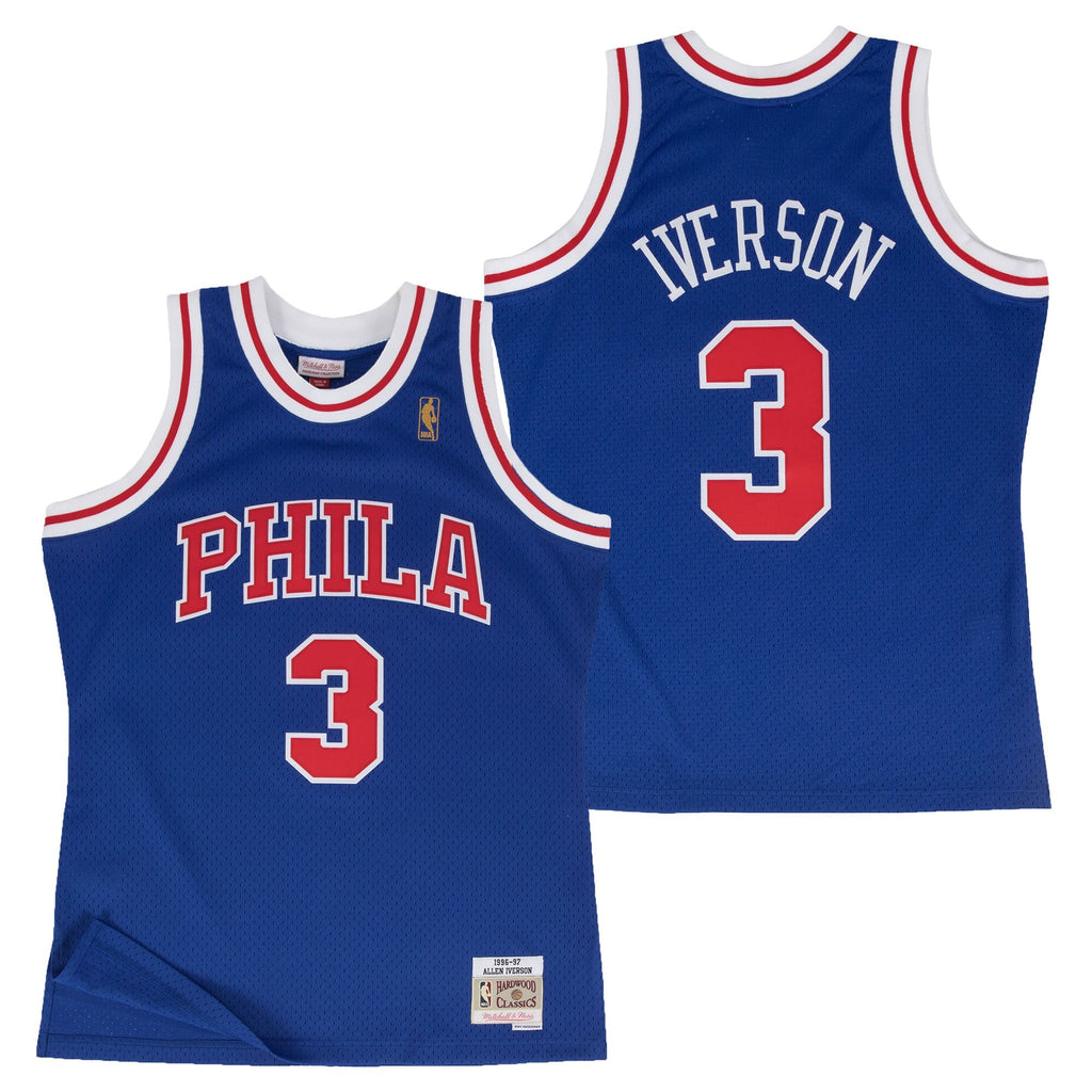 Philadelphia 76ers Allen Iverson 1997 Hardwood Classics Alternate Swingman Jersey by Mitchell & Ness - Blue - Mens