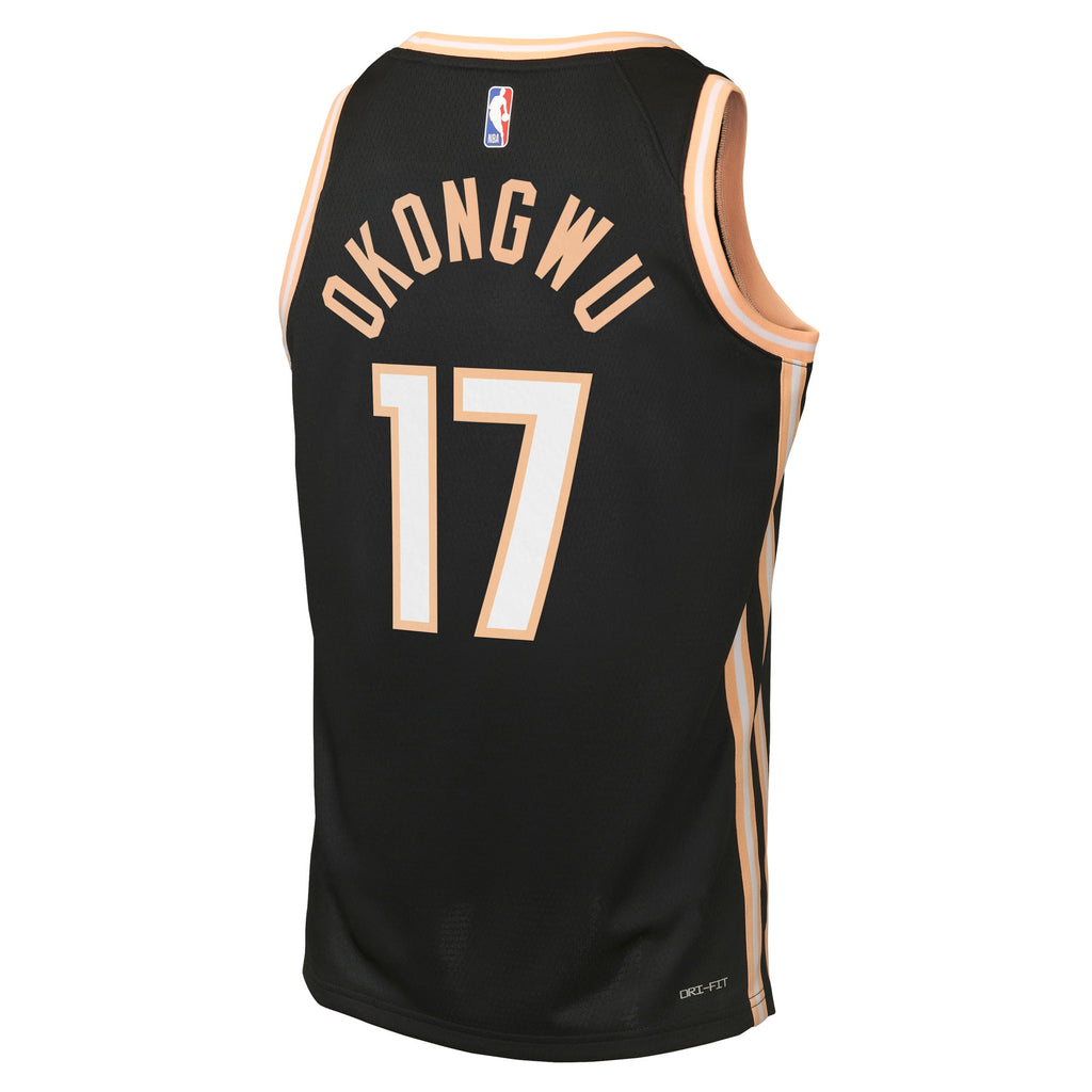 Atlanta Hawks Nike 2025/26 City Edition Swingman Jersey - Black - Onyeka Okongwu - Youth