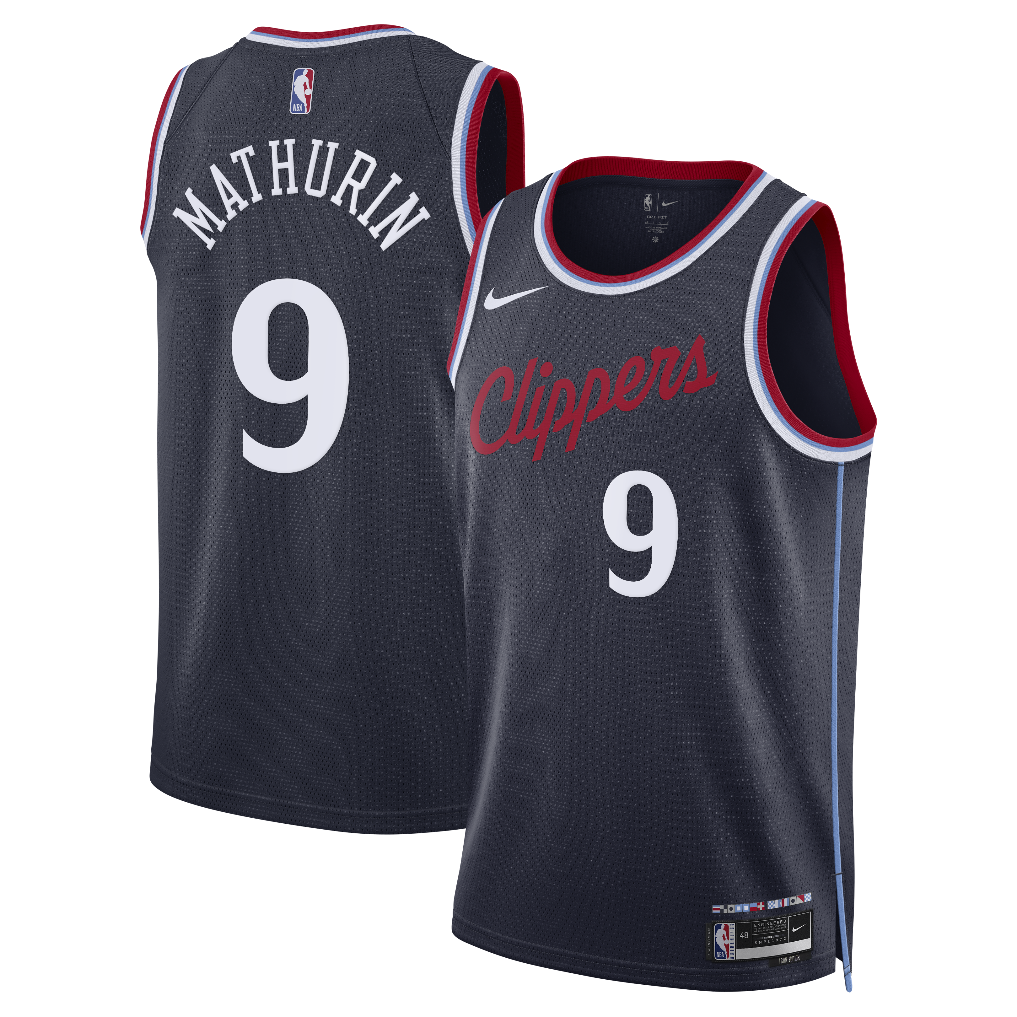 Los Angeles Clippers Nike Replica Icon Edition Swingman Jersey - Navy - Bennedict Mathurin - Unisex