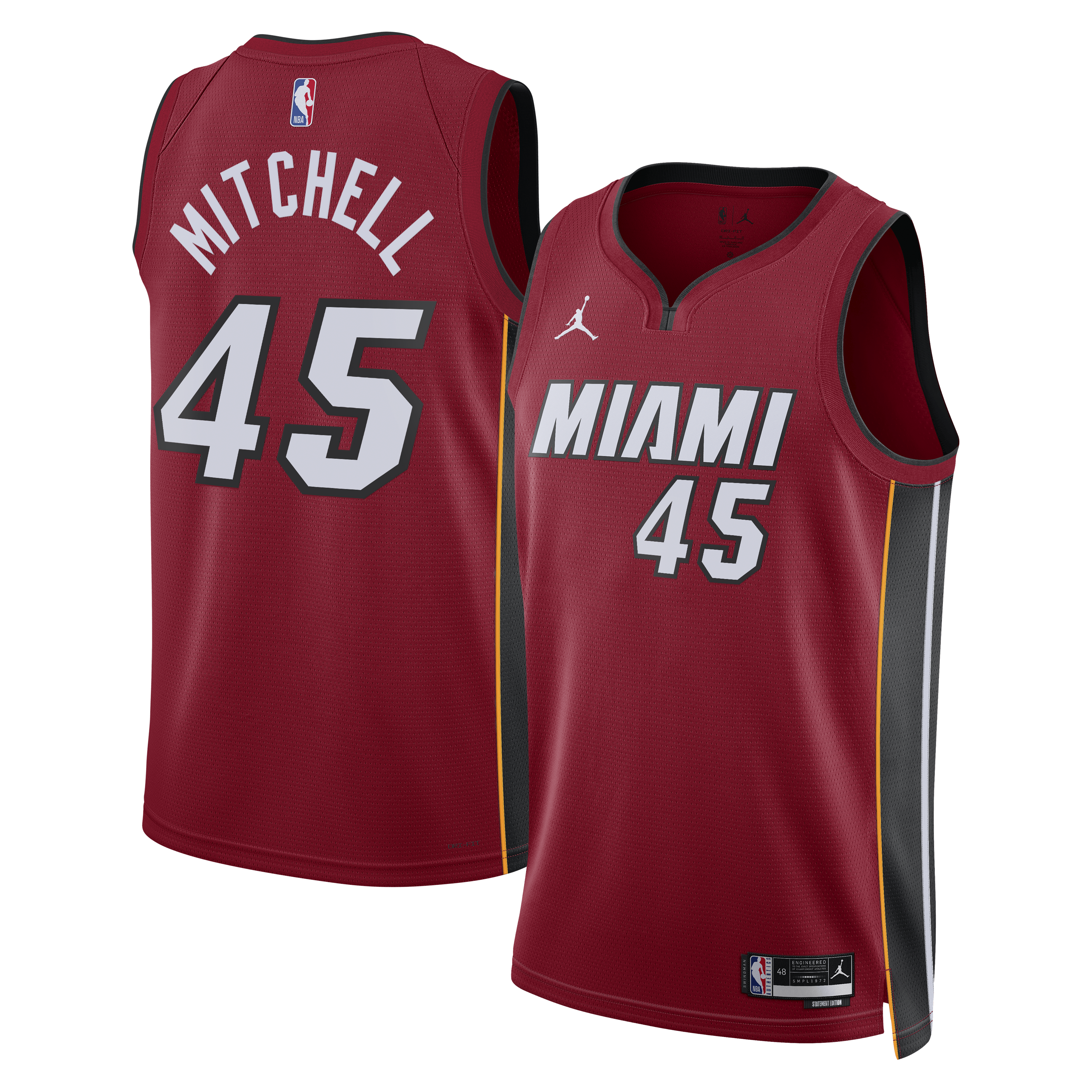 Miami Heat Jordan Brand Statement Edition Swingman Jersey - Red - Davion Mitchell - Unisex