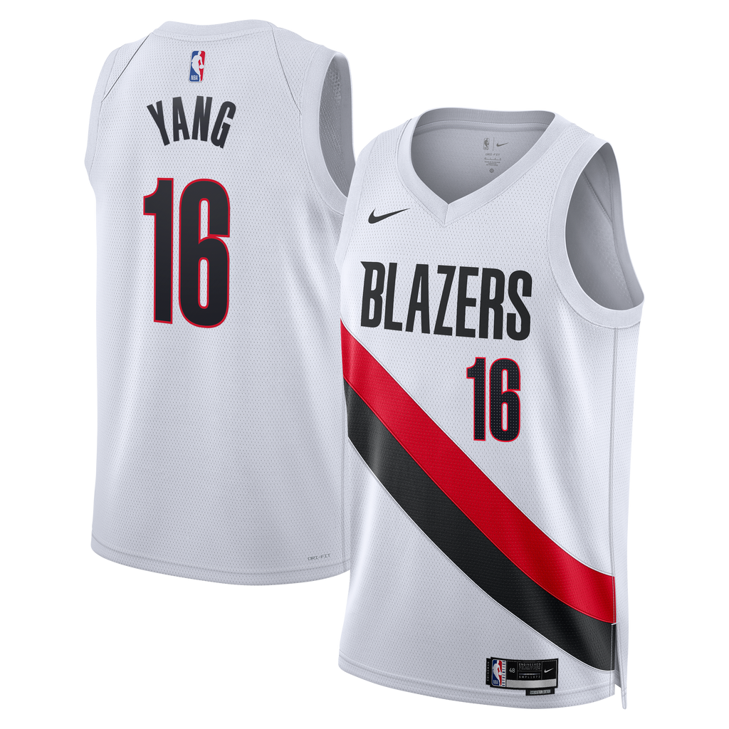 Portland Trail Blazers Nike Replica Association Edition Swingman Jersey - White - Yang Hansen - Unisex