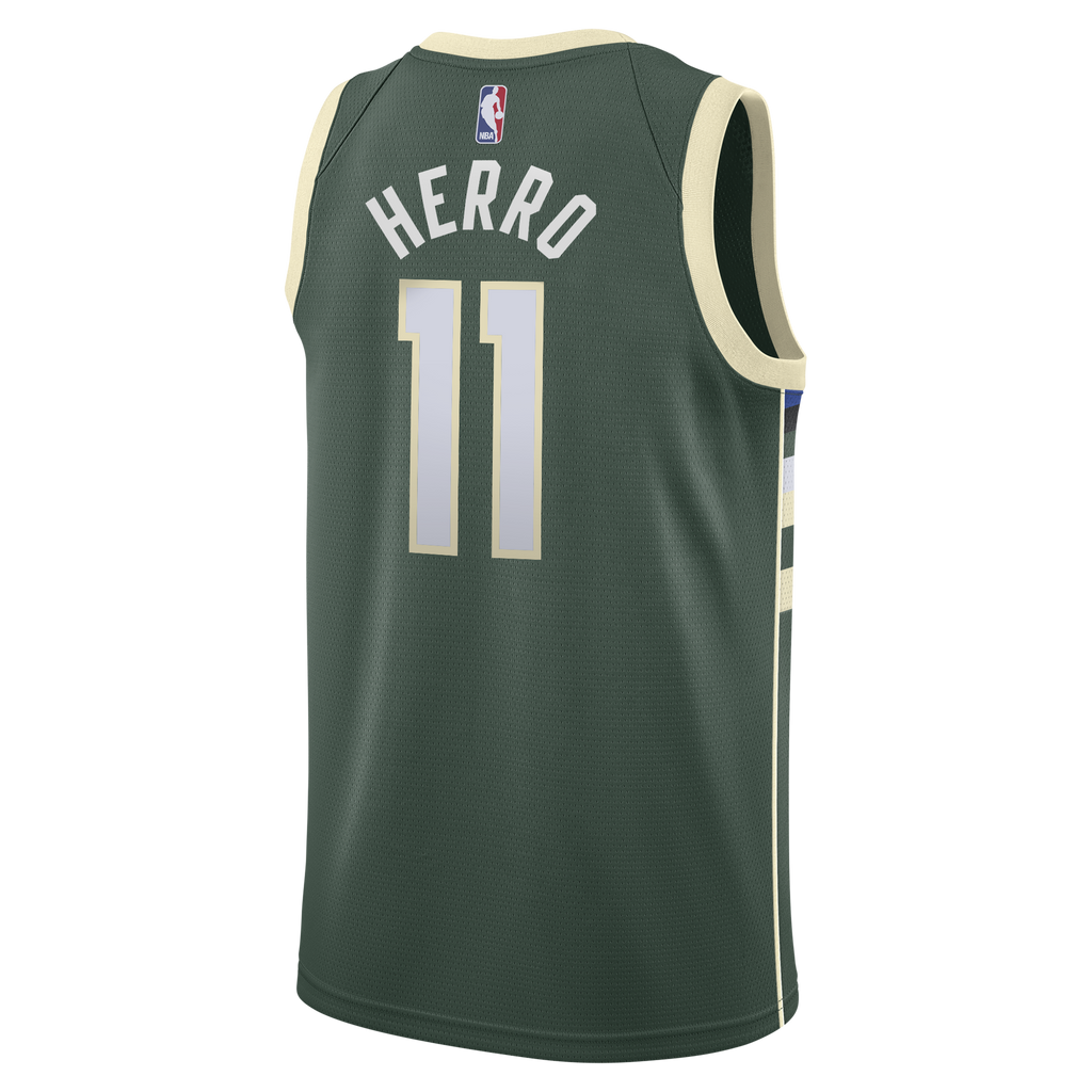 Milwaukee Bucks Nike Icon Edition Swingman Jersey - Hunter Green - Tyler Herro - Youth