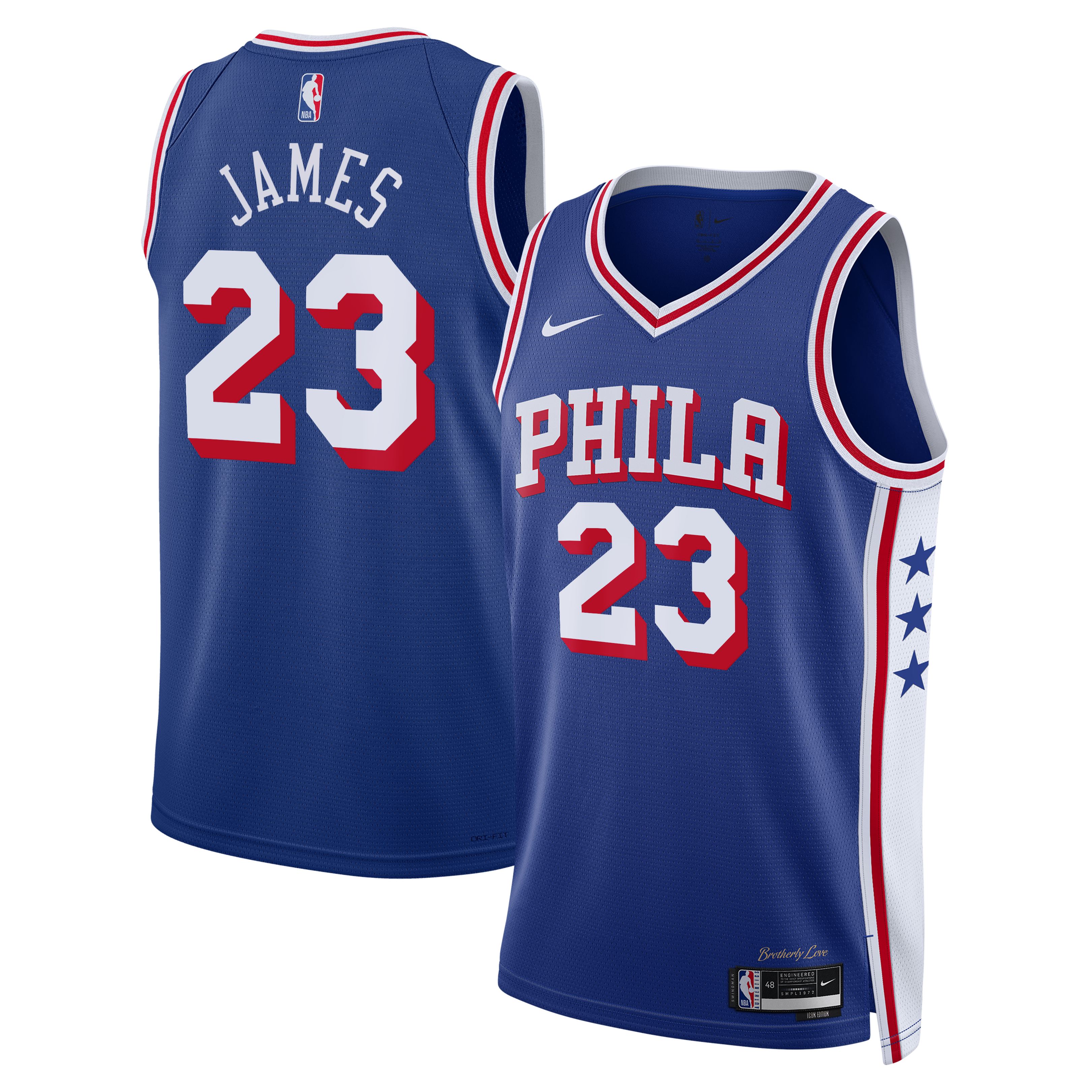 Philadelphia 76ers Nike Icon Edition Swingman Jersey - Royal - Lebron James - Unisex