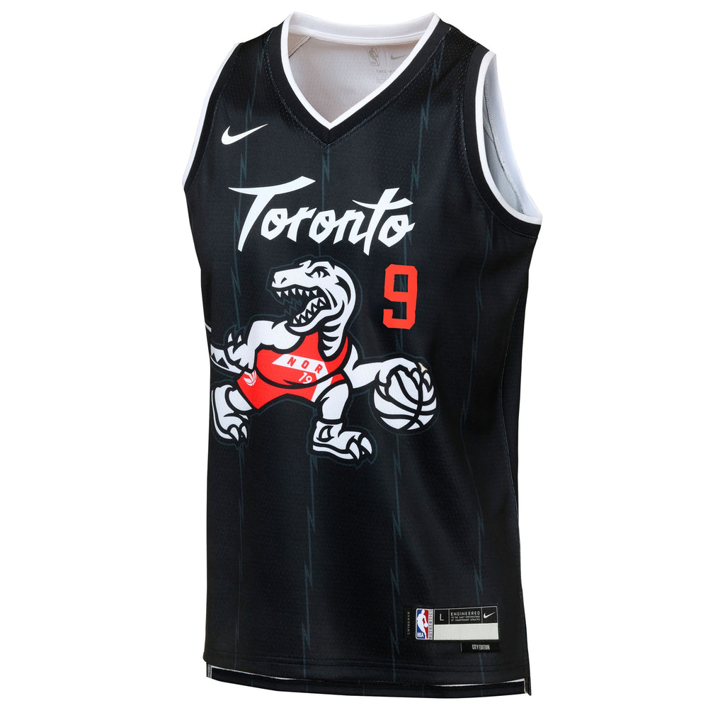 Toronto Raptors Nike 2025/26 City Edition Swingman Jersey - Black - RJ Barrett - Youth