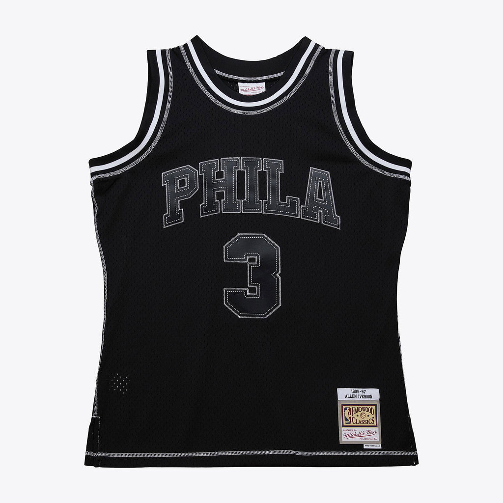 Philadelphia 76ers Mitchell & Ness Allen Iverson 1996 Contrast 2K Swingman Jersey - Black
