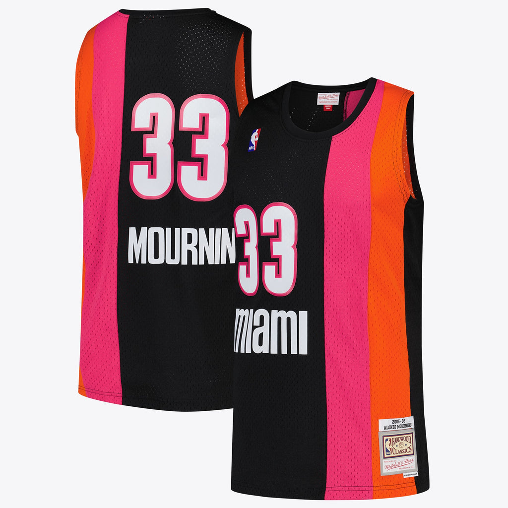 Miami Heat NBA Alonzo Mourning Hardwood Classics Road Jersey By Mitchell & Ness - Mens