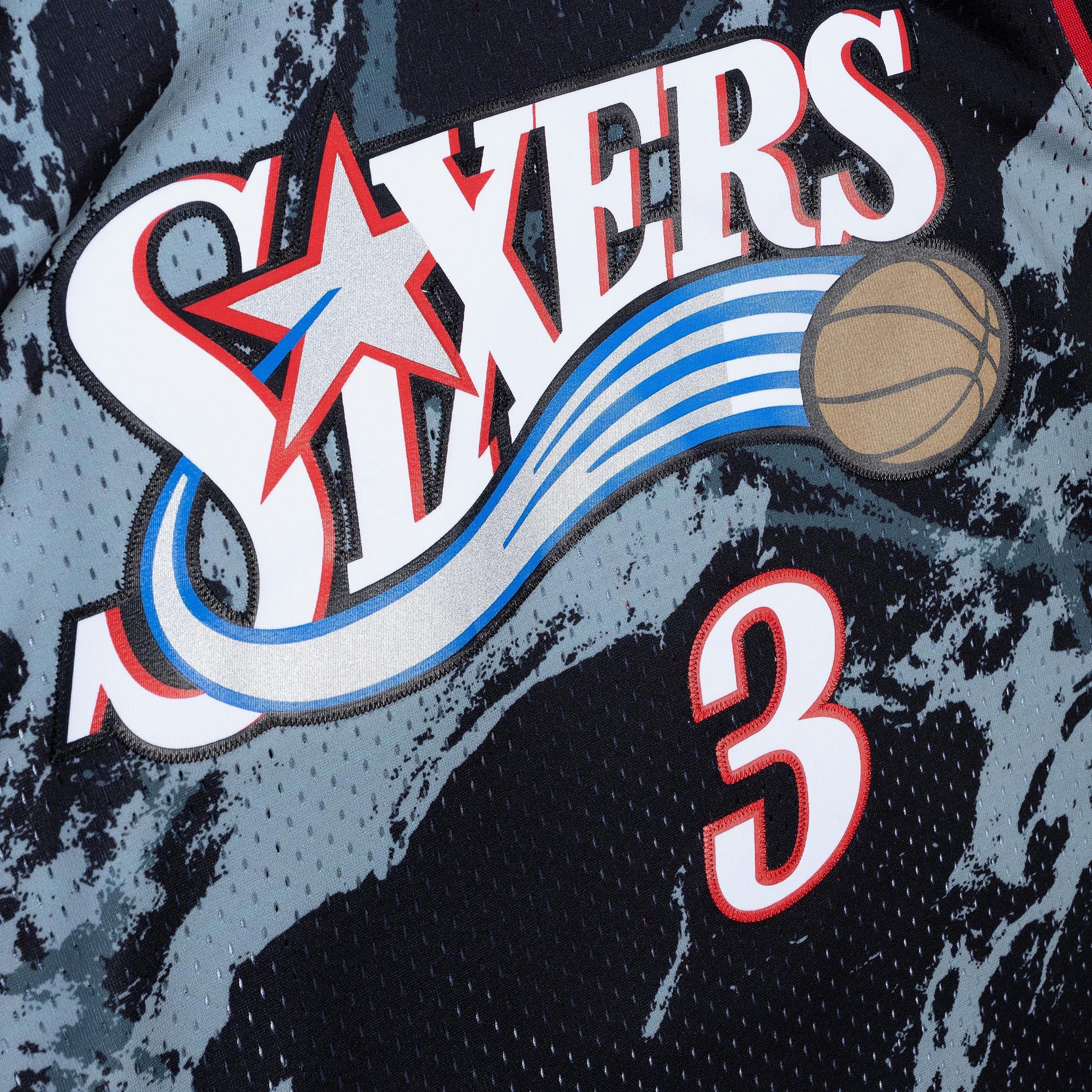 Philadelphia 76ers Mitchell & Ness Allen Iverson 2000 Team Marble Swingman Jersey - Black
