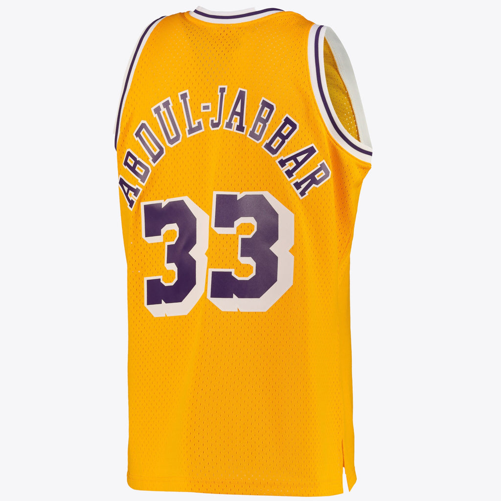 Los Angeles Lakers Kareem Abdul-Jabbar Road Swingman Jersey By Mitchell & Ness - Light Gold - Mens
