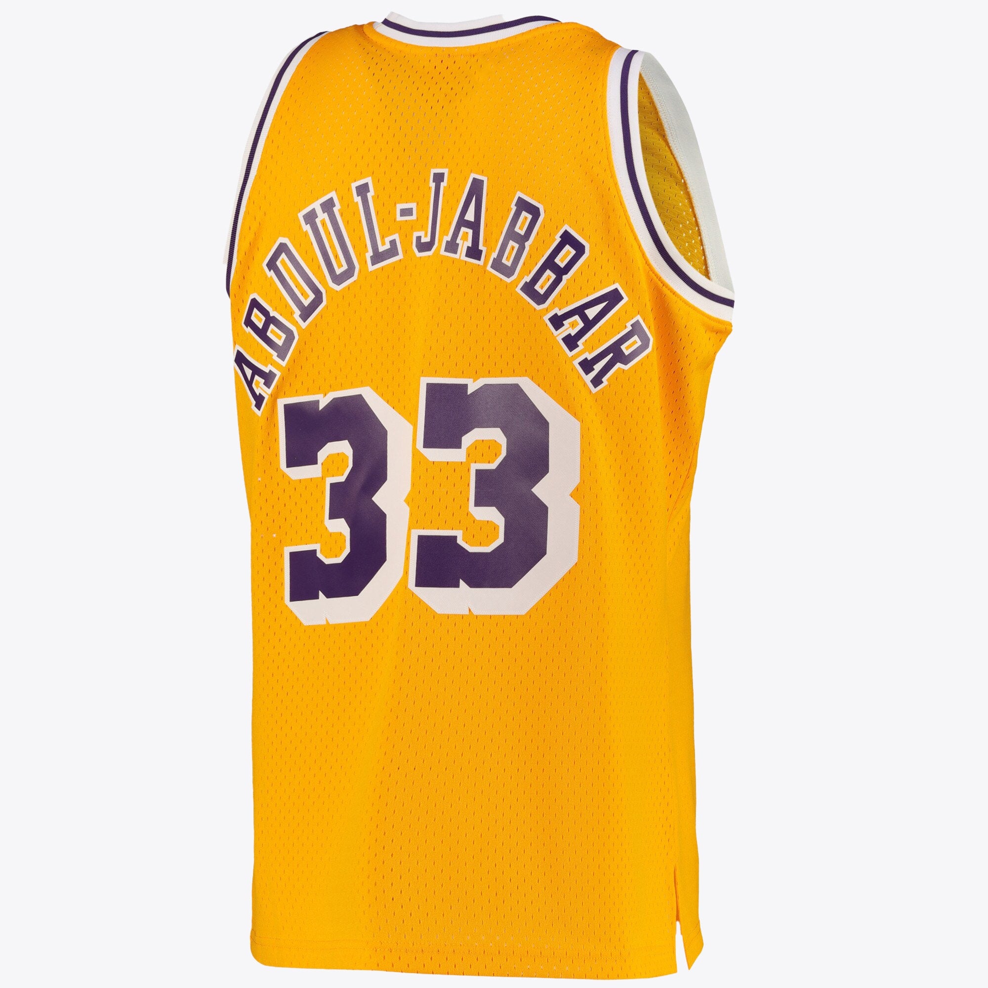 Los Angeles Lakers Kareem Abdul-Jabbar Road Swingman Jersey By Mitchell & Ness - Light Gold - Mens