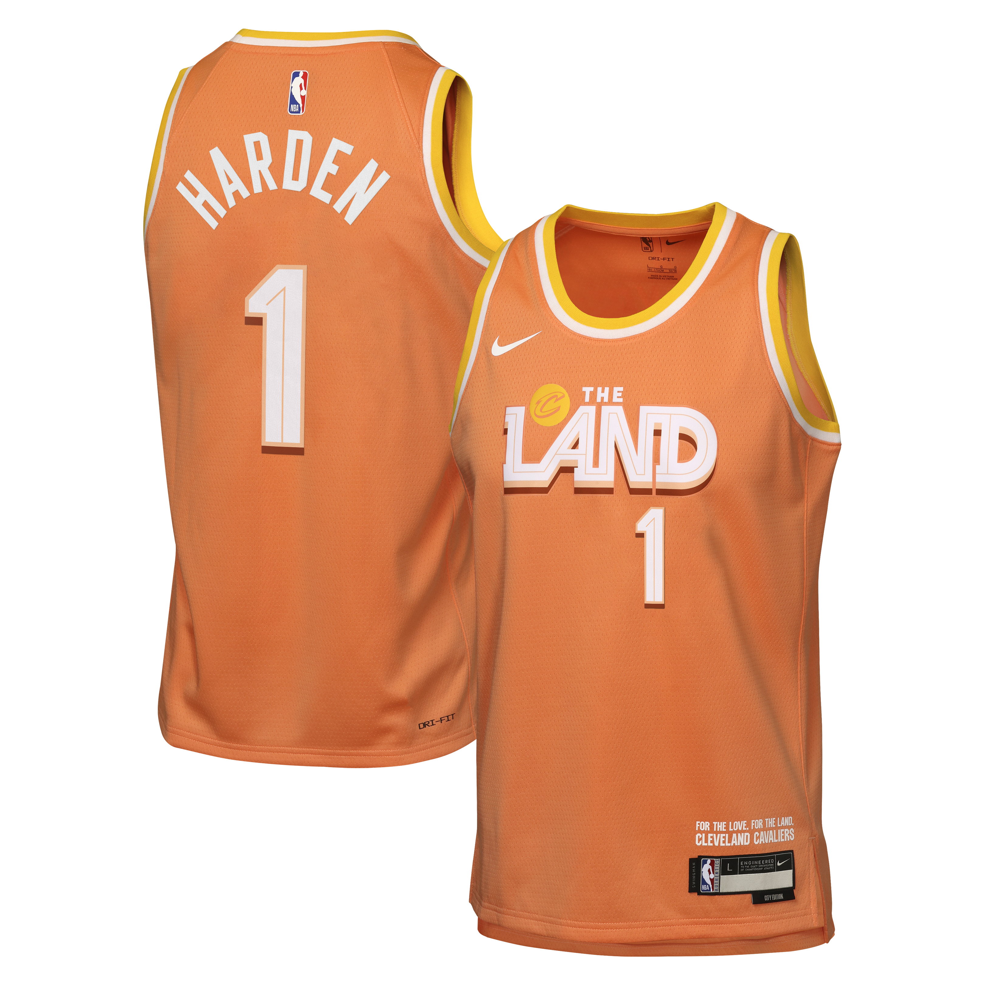 Nike Cleveland Cavaliers 2025/26 City Edition Swingman Jersey - Orange - James Harden - Youth
