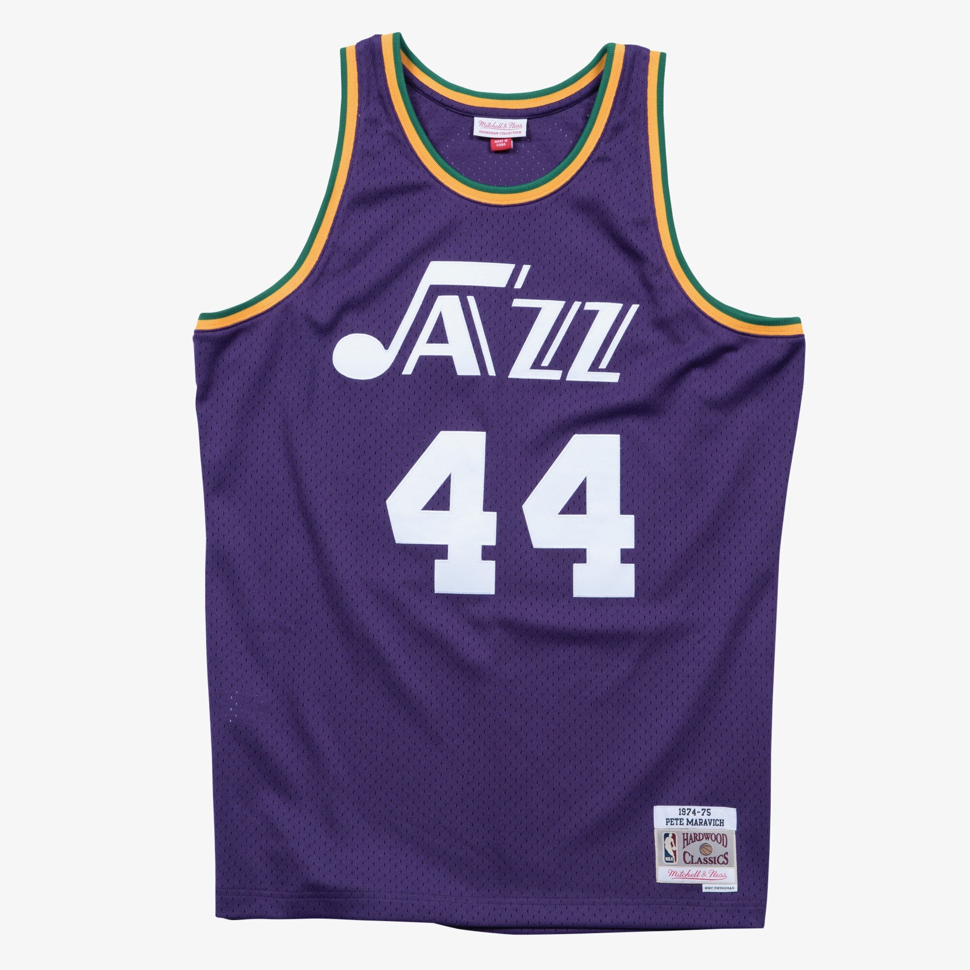 New Orleans Jazz Mitchell & Ness Pete Maravich 1974 Swingman Road Authentic Jersey - Purple