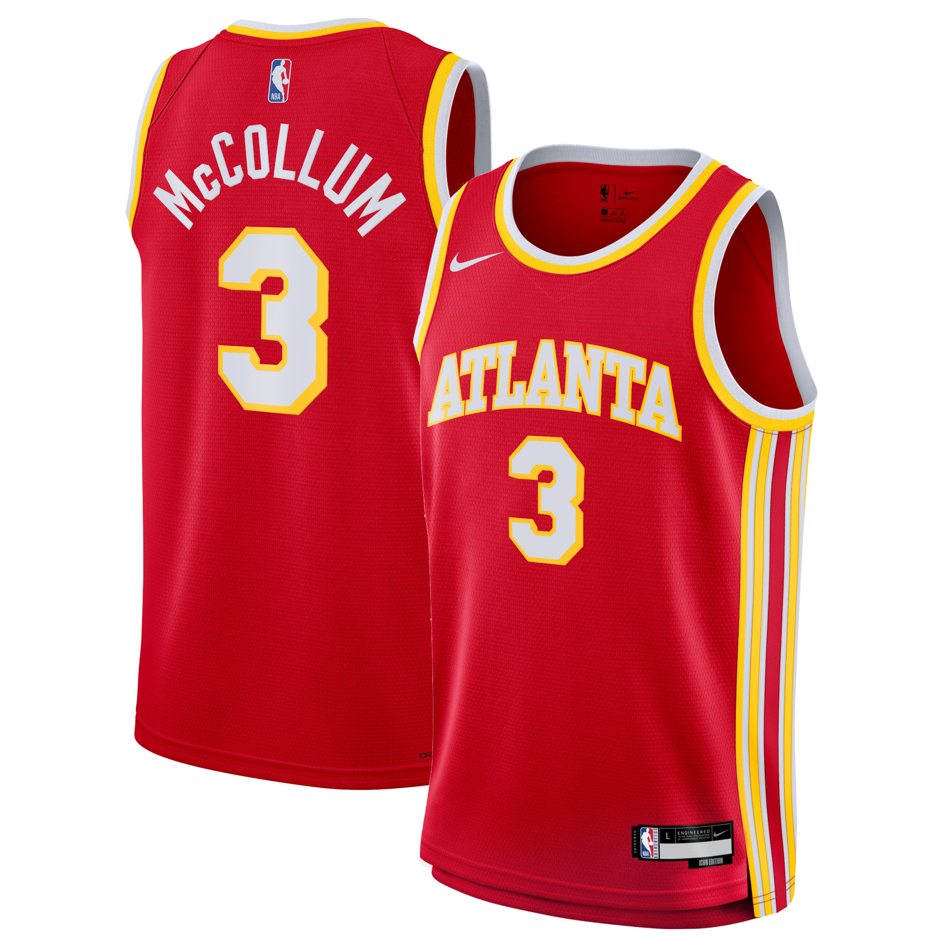 Atlanta Hawks Nike Icon Edition Swingman Jersey - Red - CJ McCollum - Youth