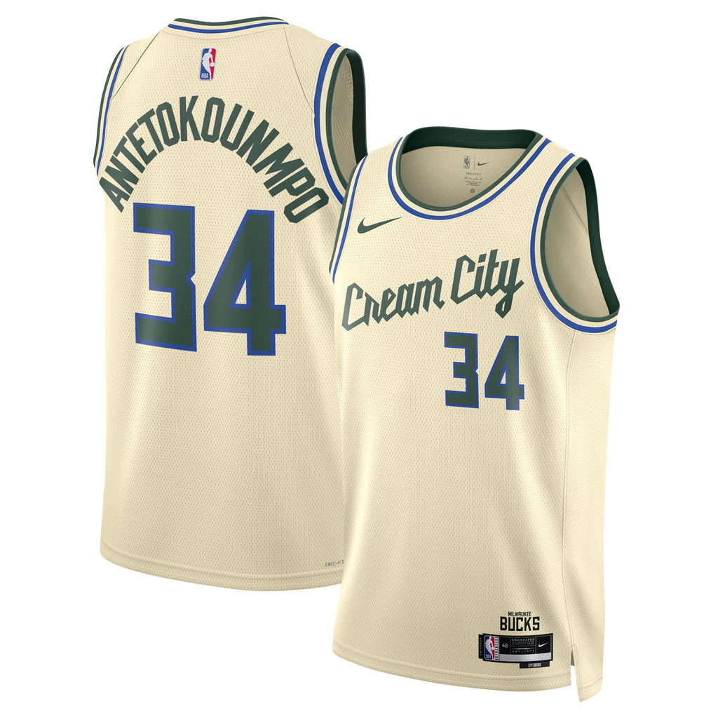 Milwaukee Bucks Nike 2025/26 City Edition Swingman Jersey - Cream - Giannis Antetokounmpo - Unisex