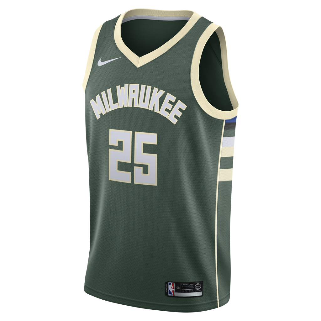 Milwaukee Bucks Nike Icon Edition Swingman Jersey - White - Kasparas Jakučionis - Youth