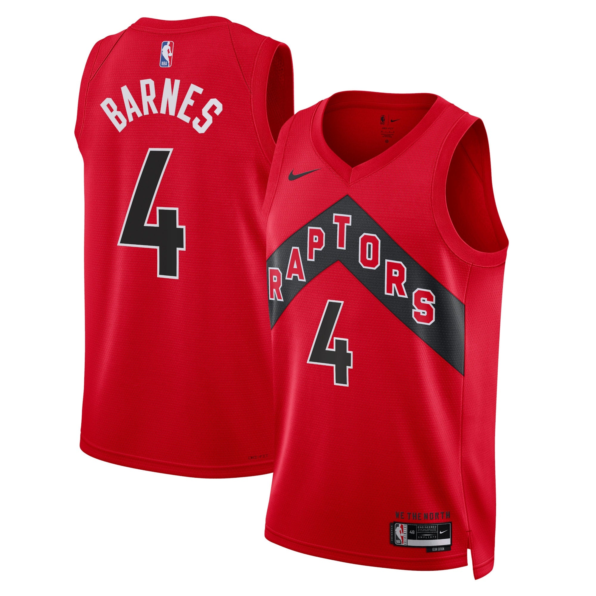 Toronto Raptors Nike Icon Edition Swingman Jersey - Red - Scottie Barnes - Unisex