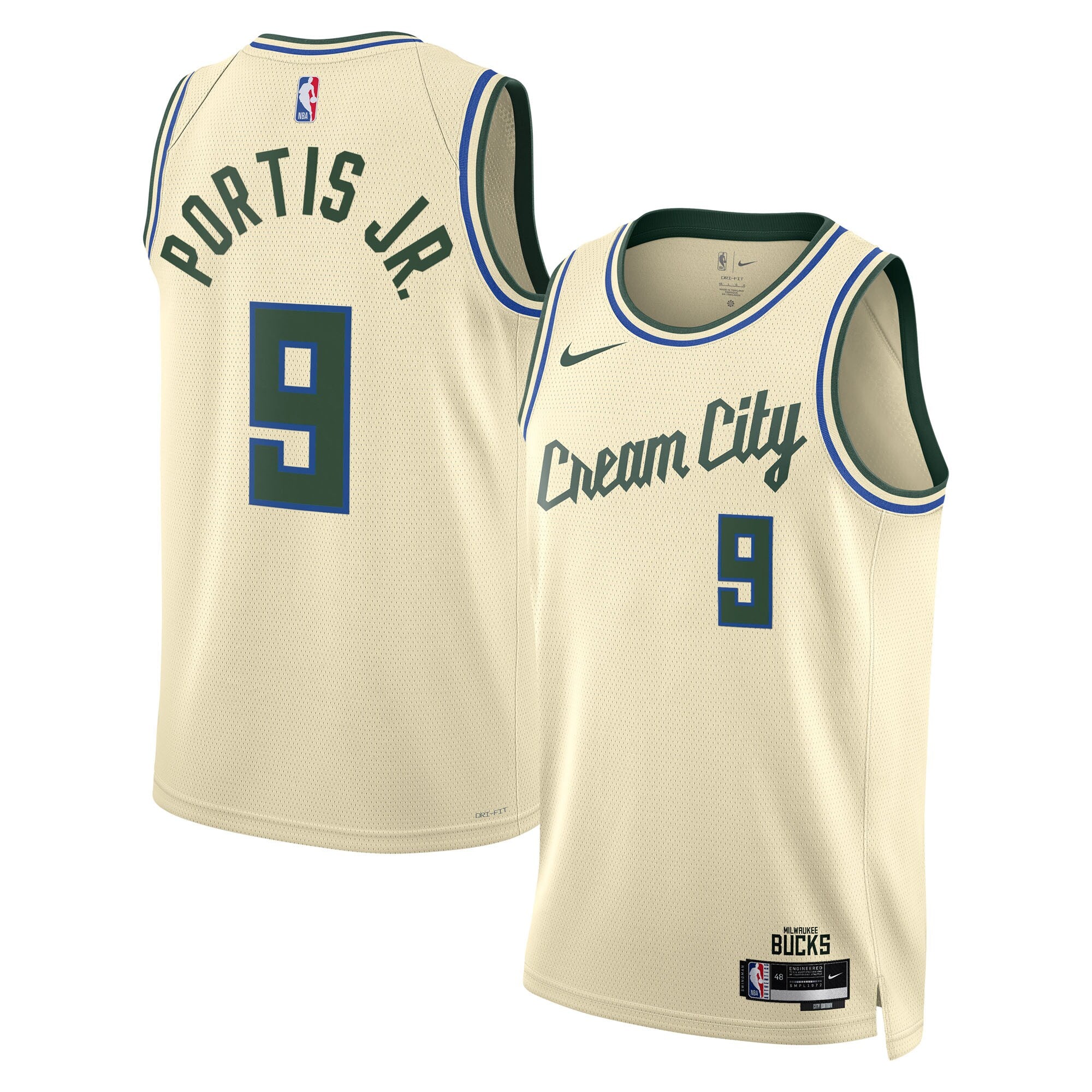 Milwaukee Bucks Nike 2025/26 City Edition Swingman Jersey - Cream - Bobby Portis - Unisex