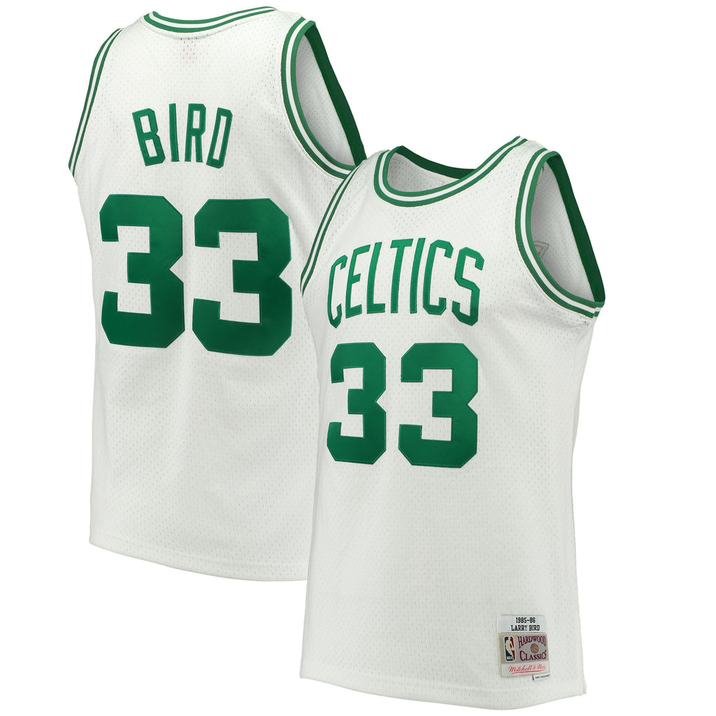 Men's Mitchell & Ness Larry Bird Kelly Green Boston Celtics 1985-86 Hardwood Classics Swingman Jersey