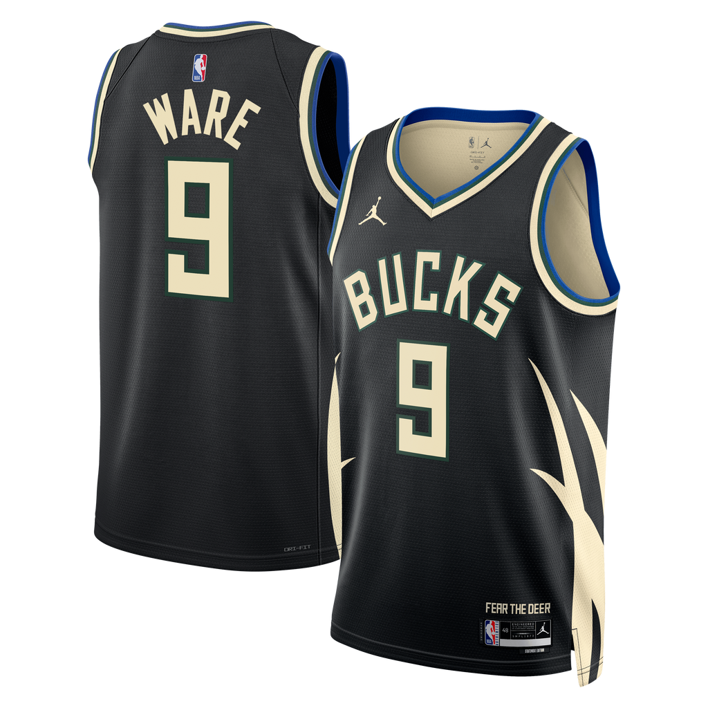 Milwaukee Bucks Jordan Brand Statement Edition Swingman Jersey - Hunter Green - Kel'el Ware - Unisex