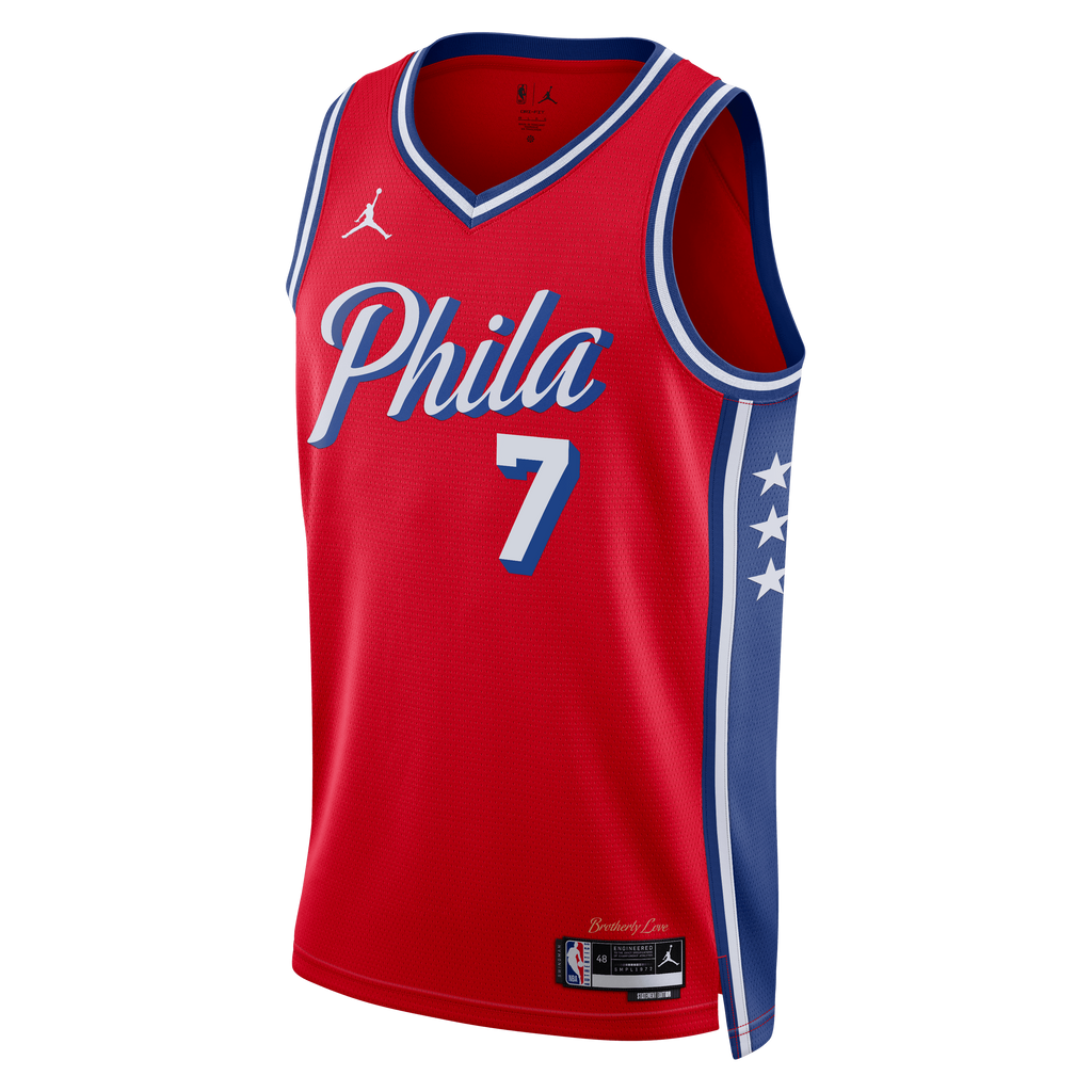 hiladelphia 76ers Jordan Brand Statement Edition Swingman Jersey - Red - Jaylen Brown - Unisex