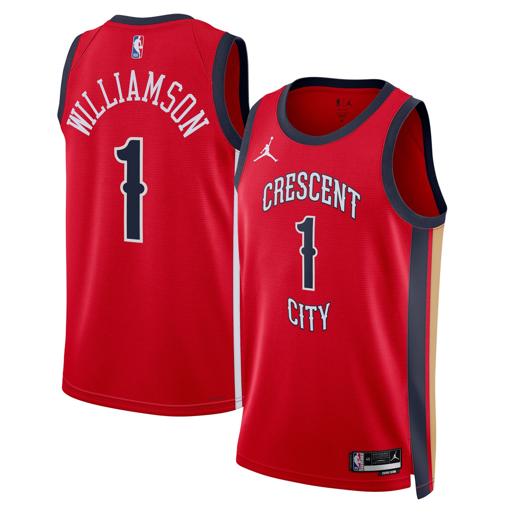 New Orleans Pelicans Jordan Brand Statement Edition Swingman Jersey - Red - Zion Williamson - Unisex