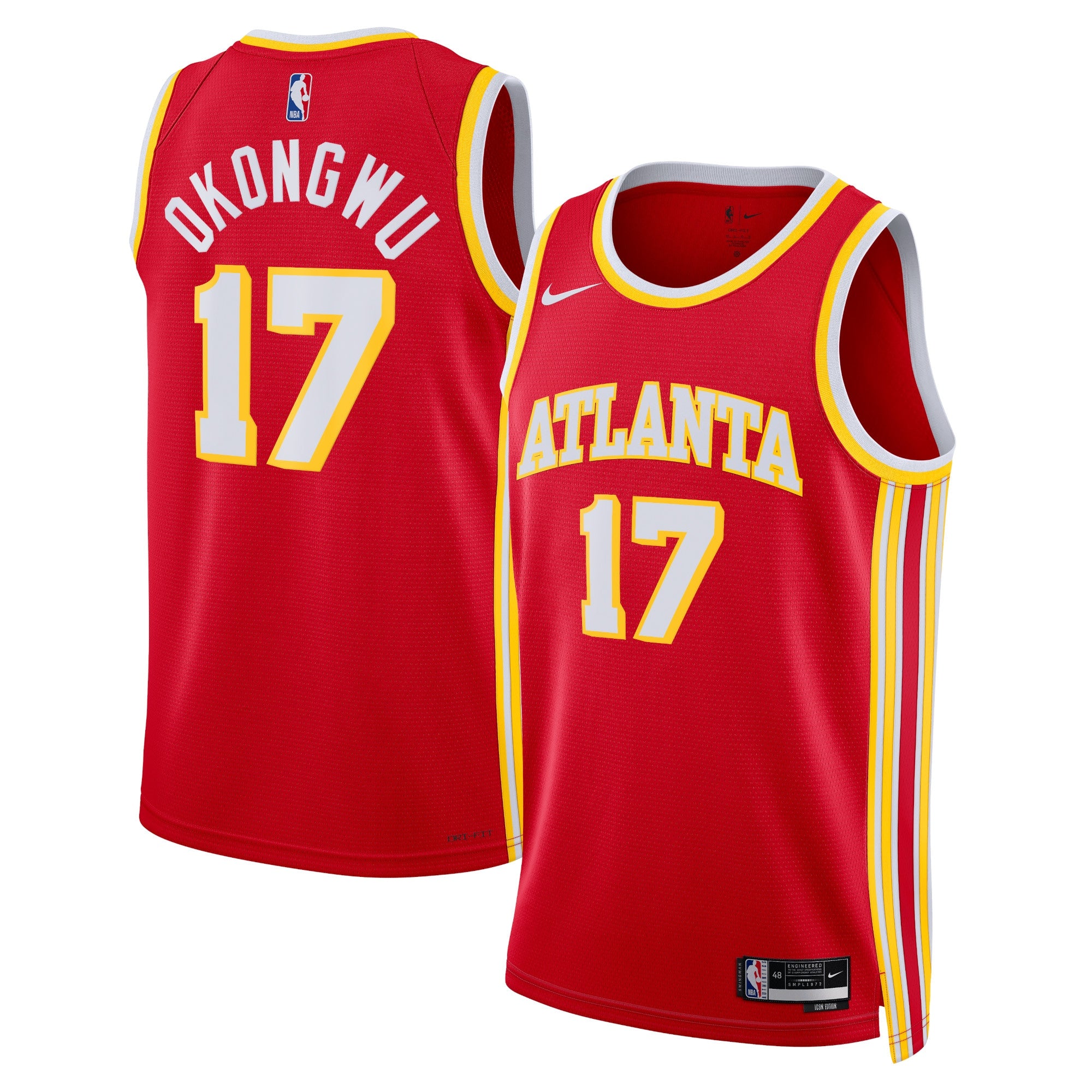 Atlanta Hawks Nike Icon Edition Swingman Jersey - Red - Onyeka Okongwu - Unisex