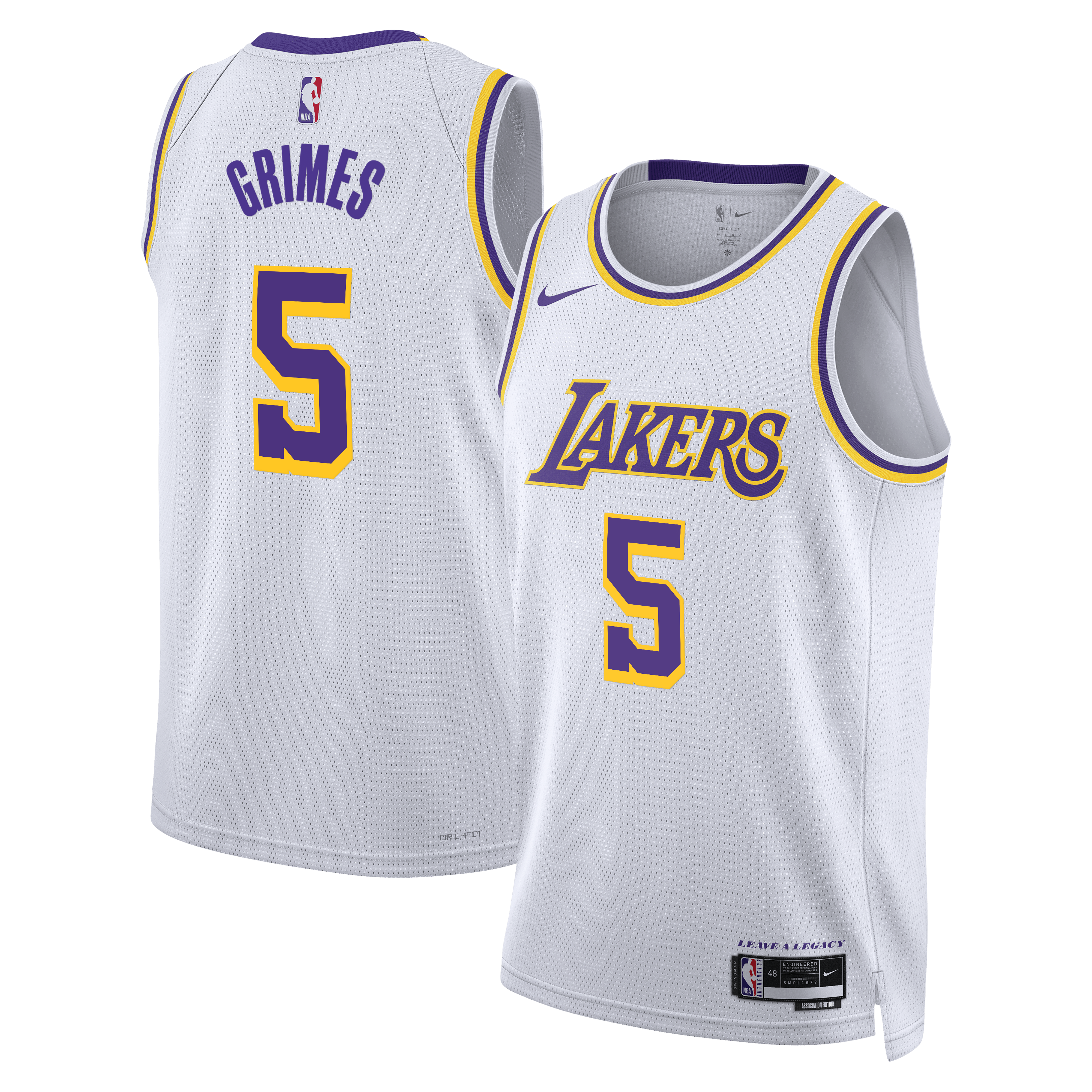 Los Angeles Lakers Nike Association Edition Edition Swingman Jersey - White - Quentin Grimes - Unisex