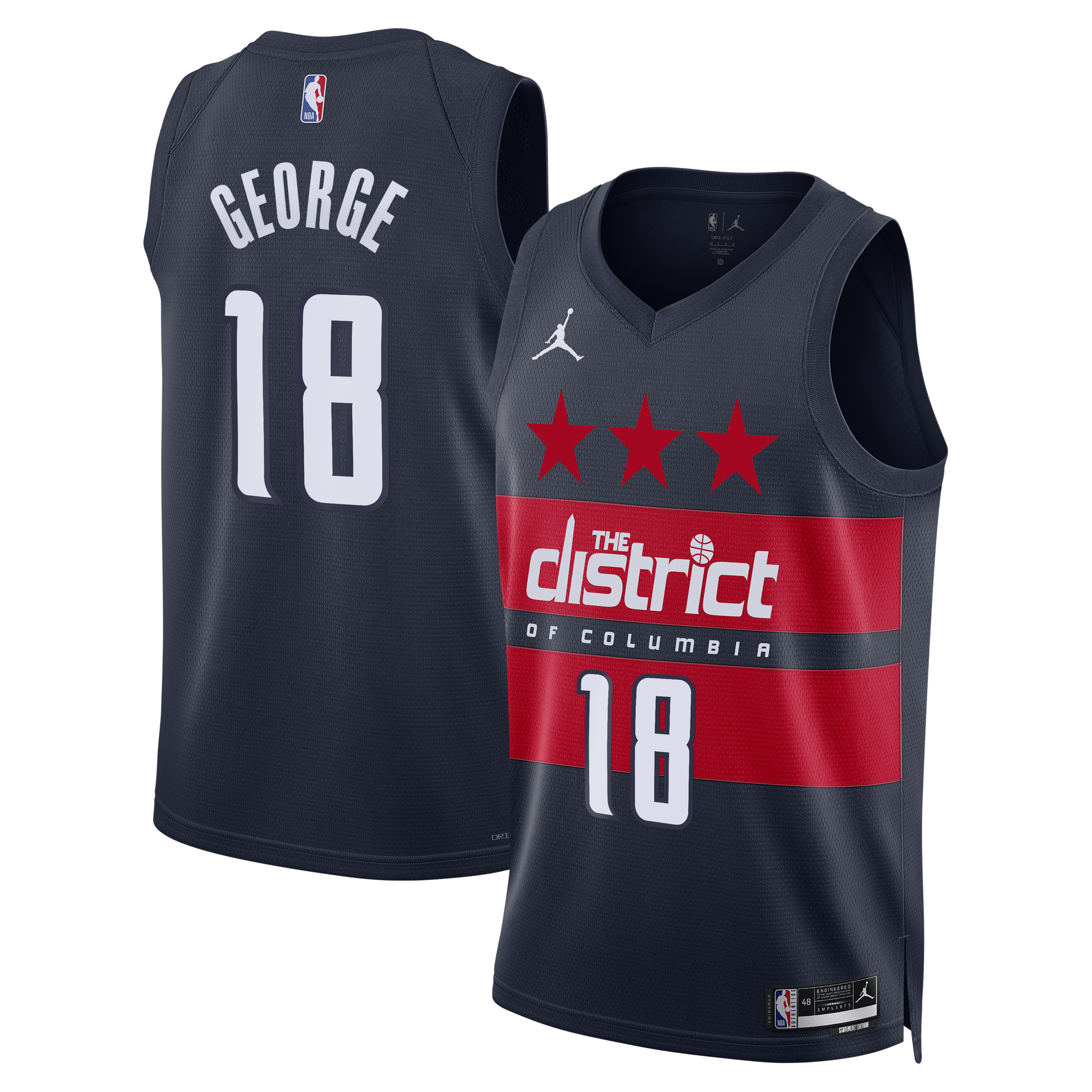 Washington Wizards Jordan Brand Statement Edition Swingman Jersey - Navy - Kyshawn George - Mens