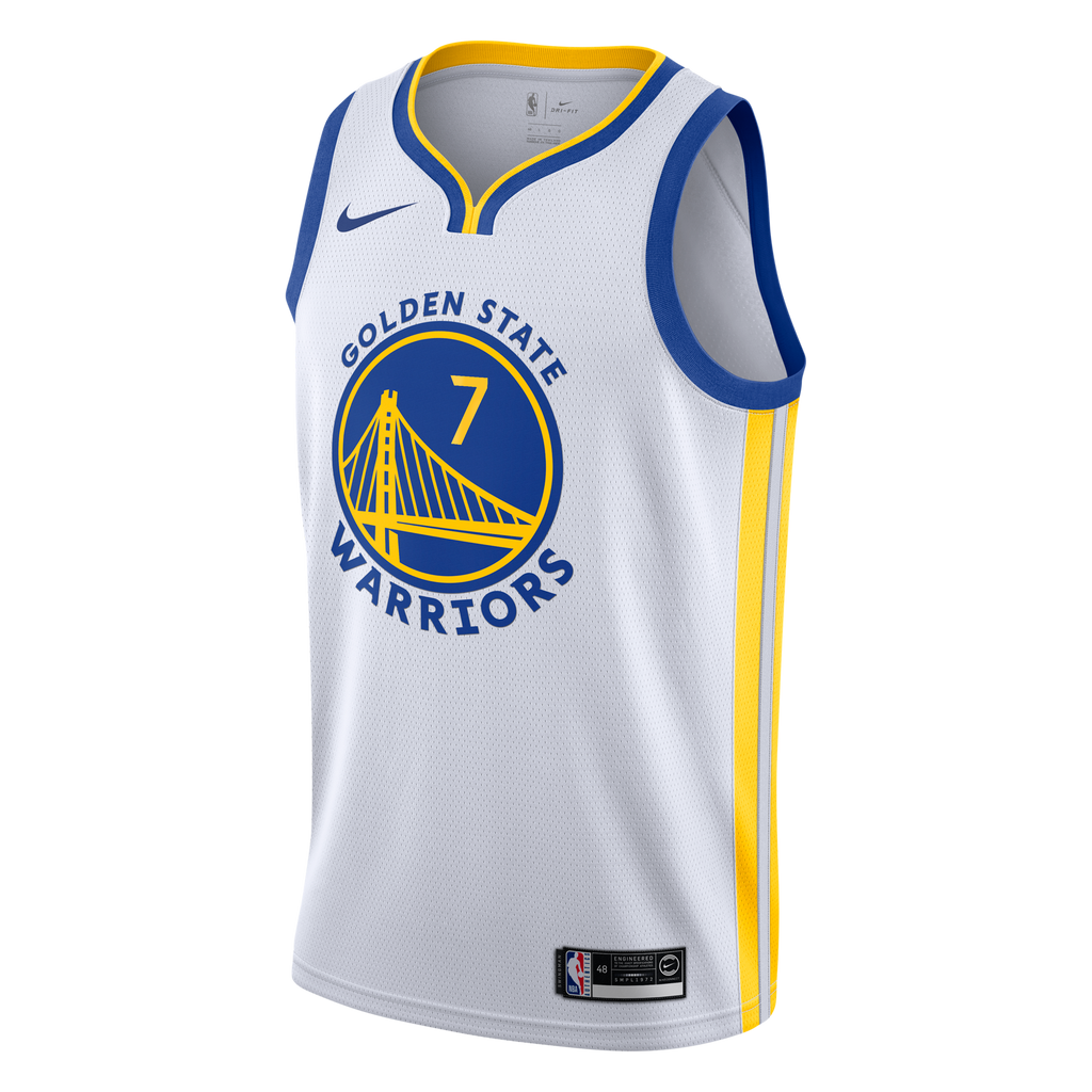 Golden State Warriors Nike Association Edition Swingman Jersey - White - Kristaps Porziņģis - Youth