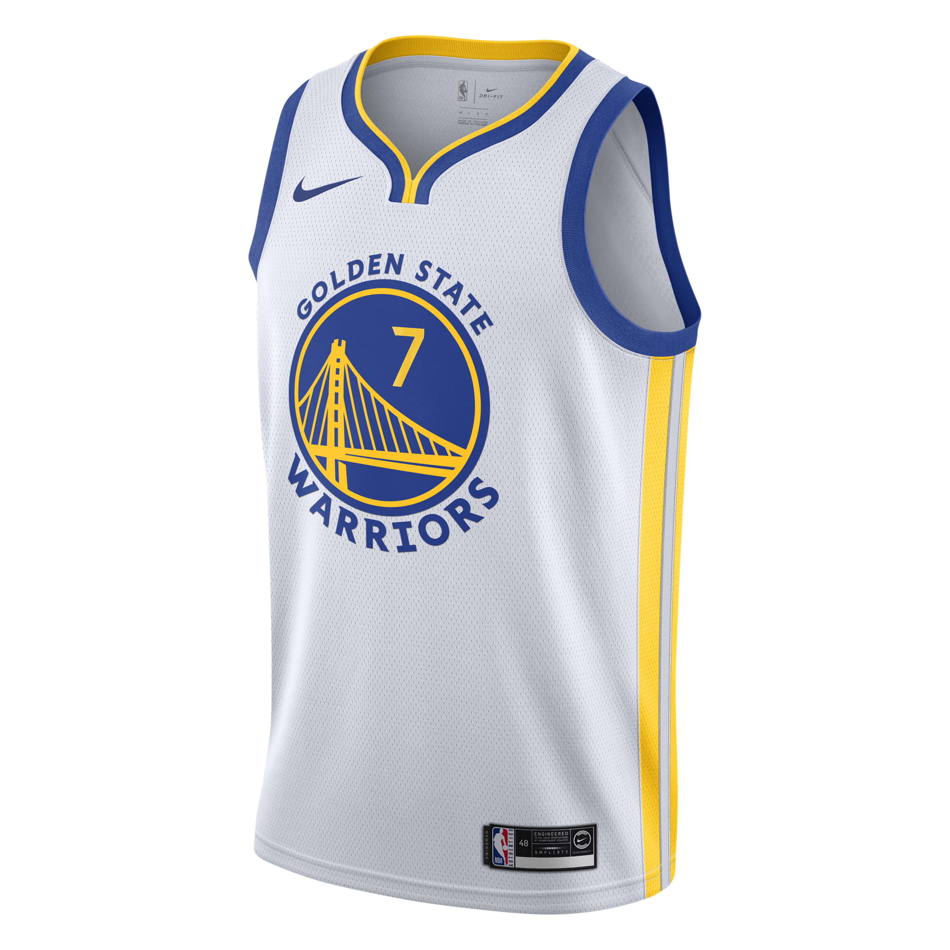Golden State Warriors Nike Association Edition Swingman Jersey - White - Kristaps Porziņģis - Youth