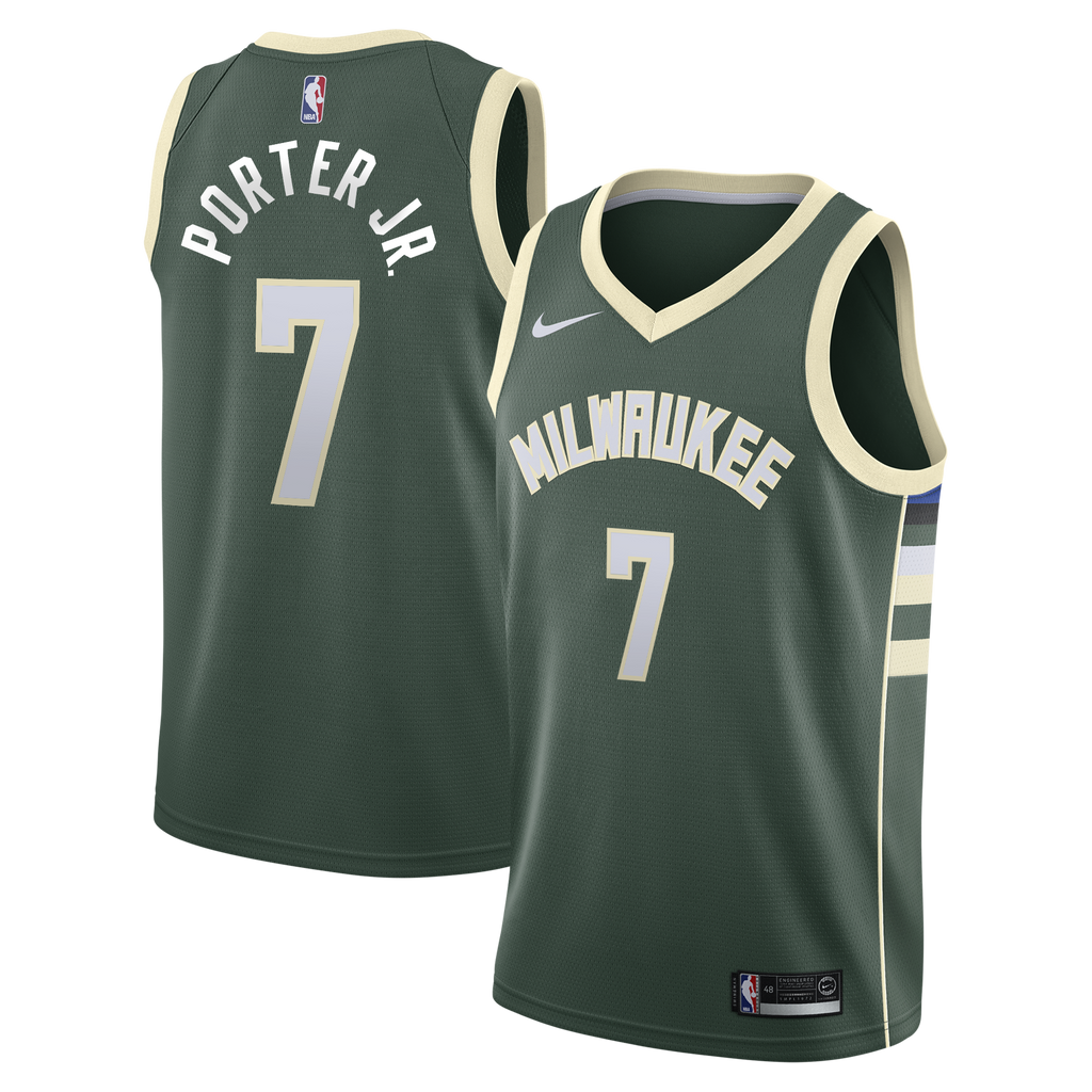 Milwaukee Bucks Nike Icon Edition Swingman Jersey - Hunter Green - Kevin Porter Jr. - Youth