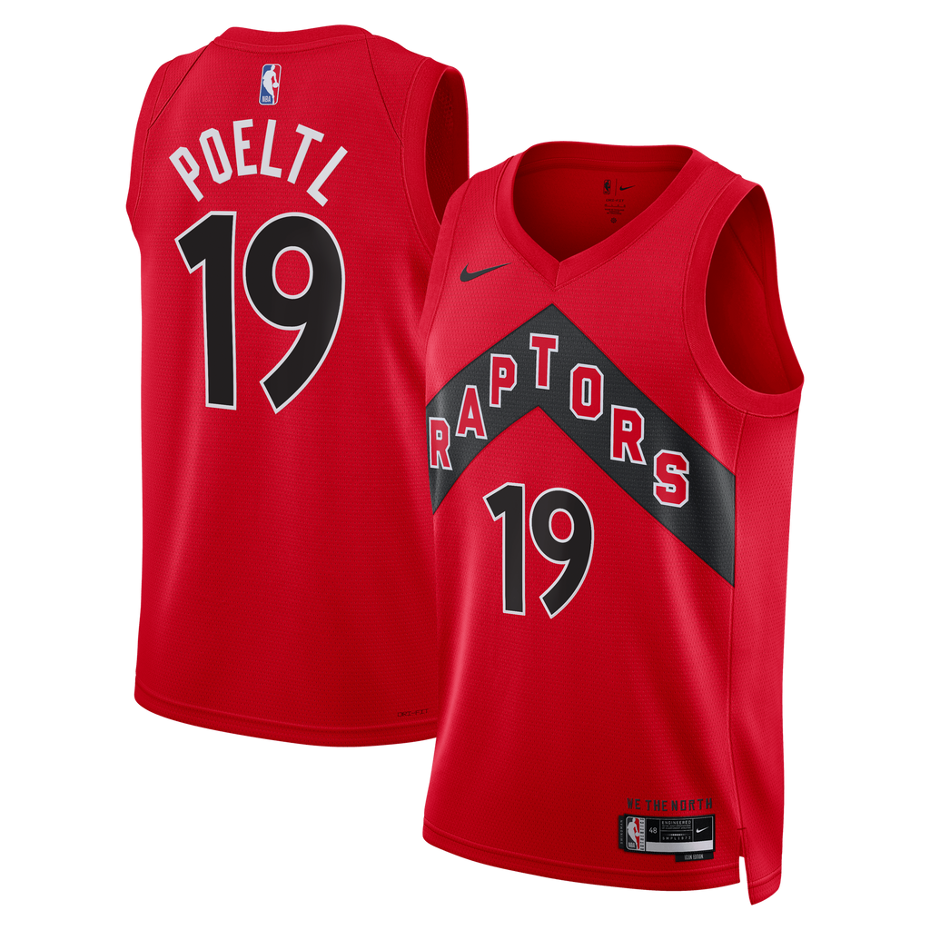 Toronto Raptors Nike Icon Edition Swingman Jersey - Red - Jakob Poeltl - Unisex