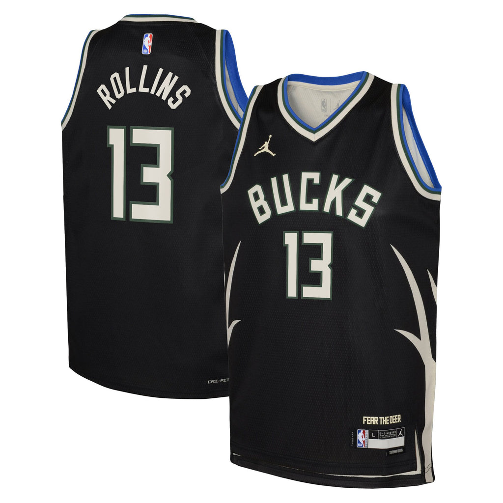 Milwaukee Bucks Jordan Brand Statement Edition Swingman Jersey - Hunter Green - Ryan Rollins - Youth