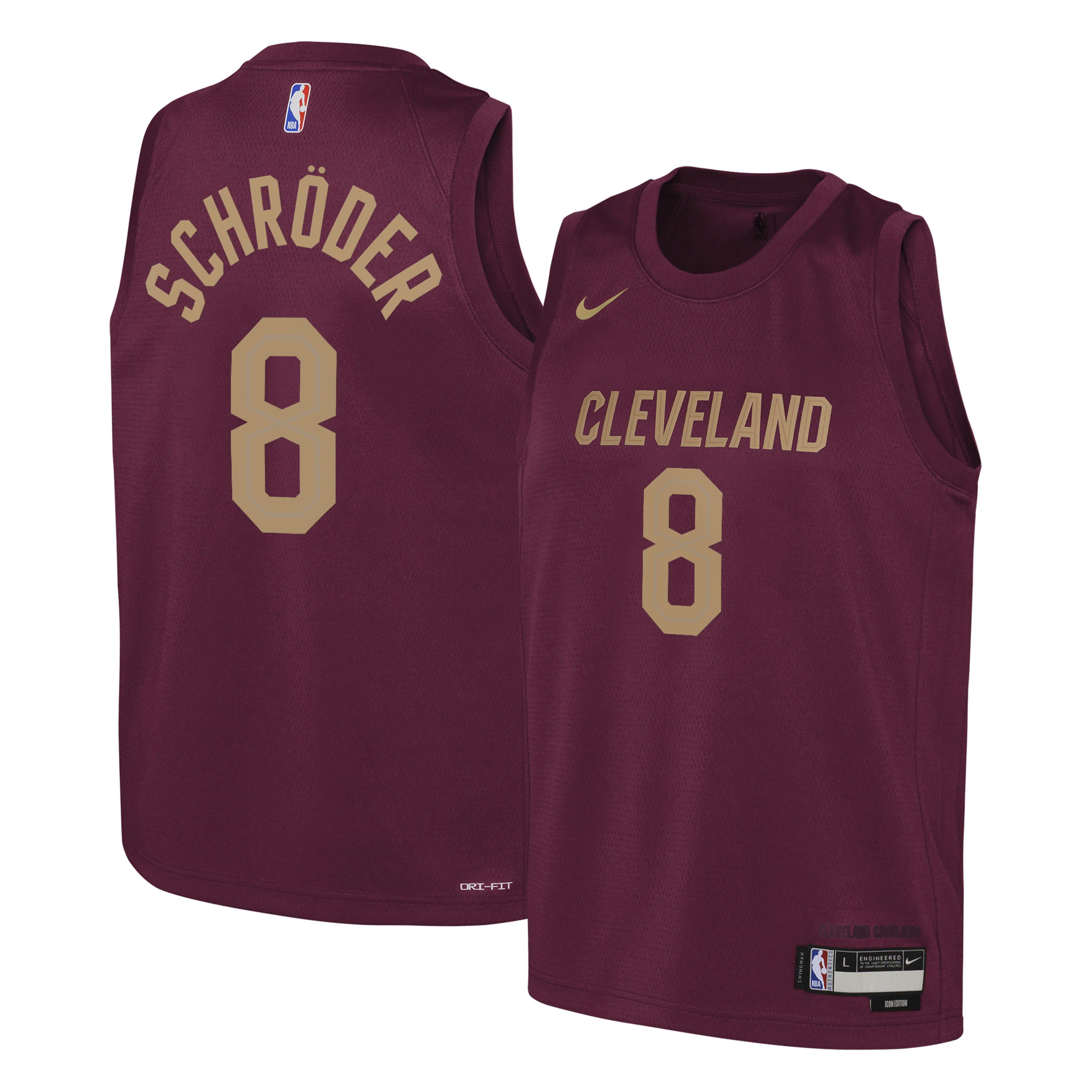 Cleveland Cavaliers Nike Icon Edition Swingman Jersey - Wine - Dennis Schröder - Youth