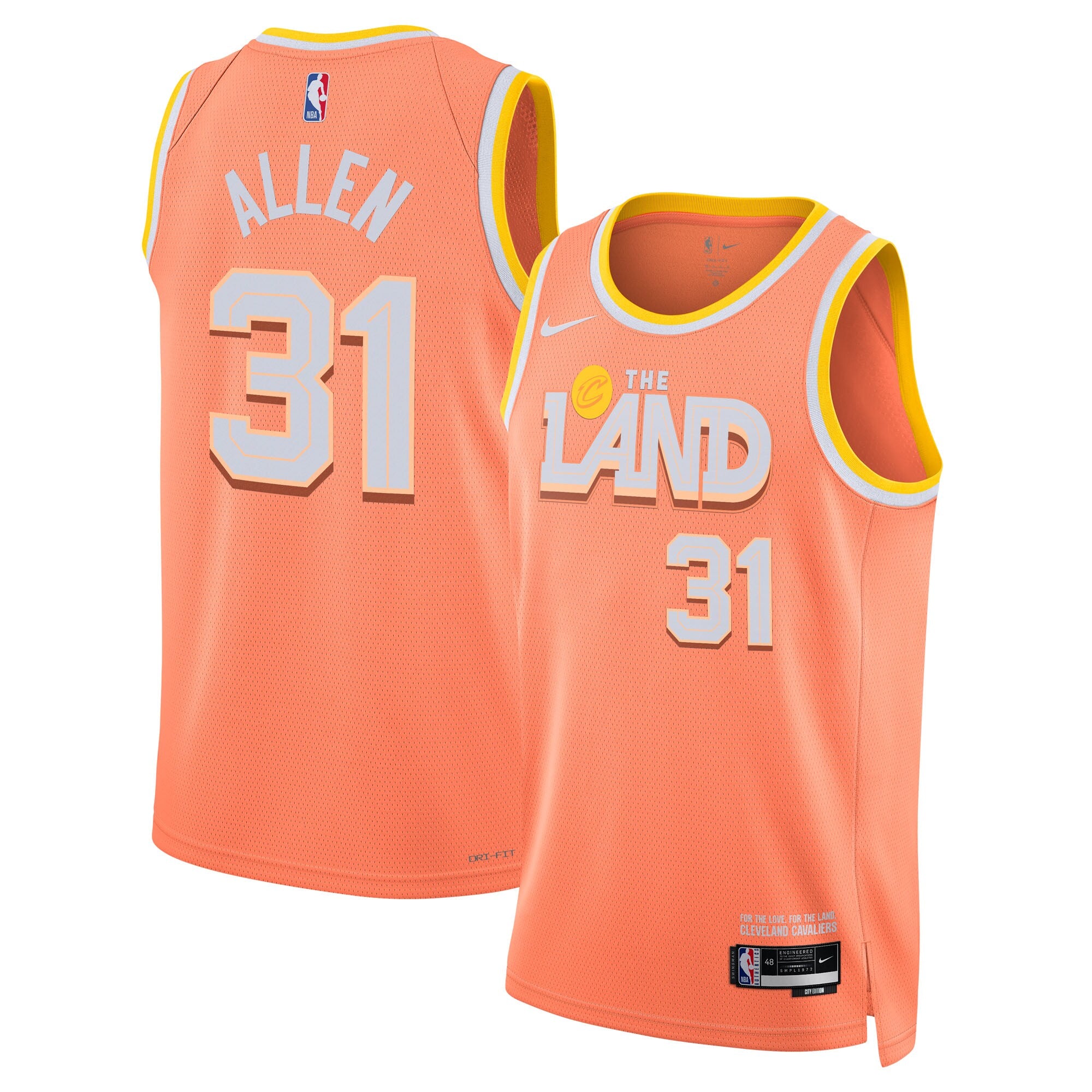 Cleveland Cavaliers Nike 2025/26 City Edition Swingman Jersey - Orange - Jarrett Allen - Unisex