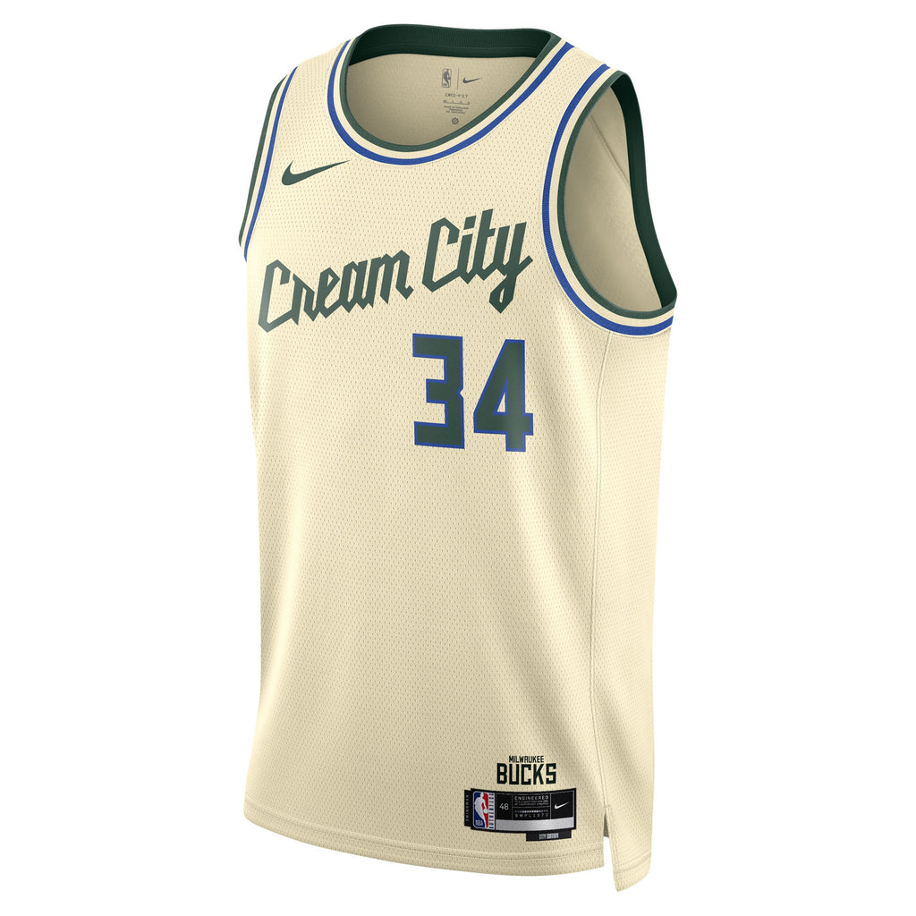 Milwaukee Bucks Nike 2025/26 City Edition Swingman Jersey - Cream - Giannis Antetokounmpo - Unisex