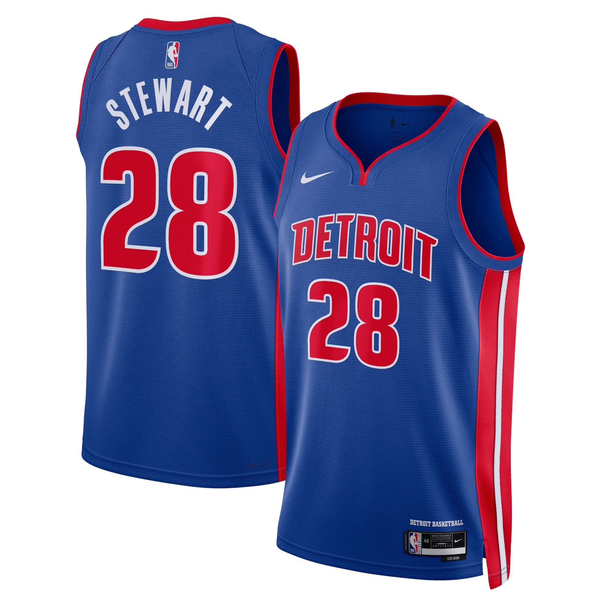 Detroit Pistons Nike Icon Edition Swingman Jersey - Blue - Isaiah Stewart - Unisex