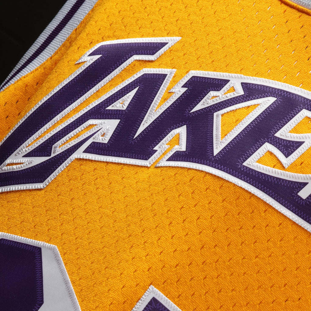 Men's Mitchell & Ness Magic Johnson Gold Los Angeles Lakers 1984-85 Hardwood Classics Swingman Jersey