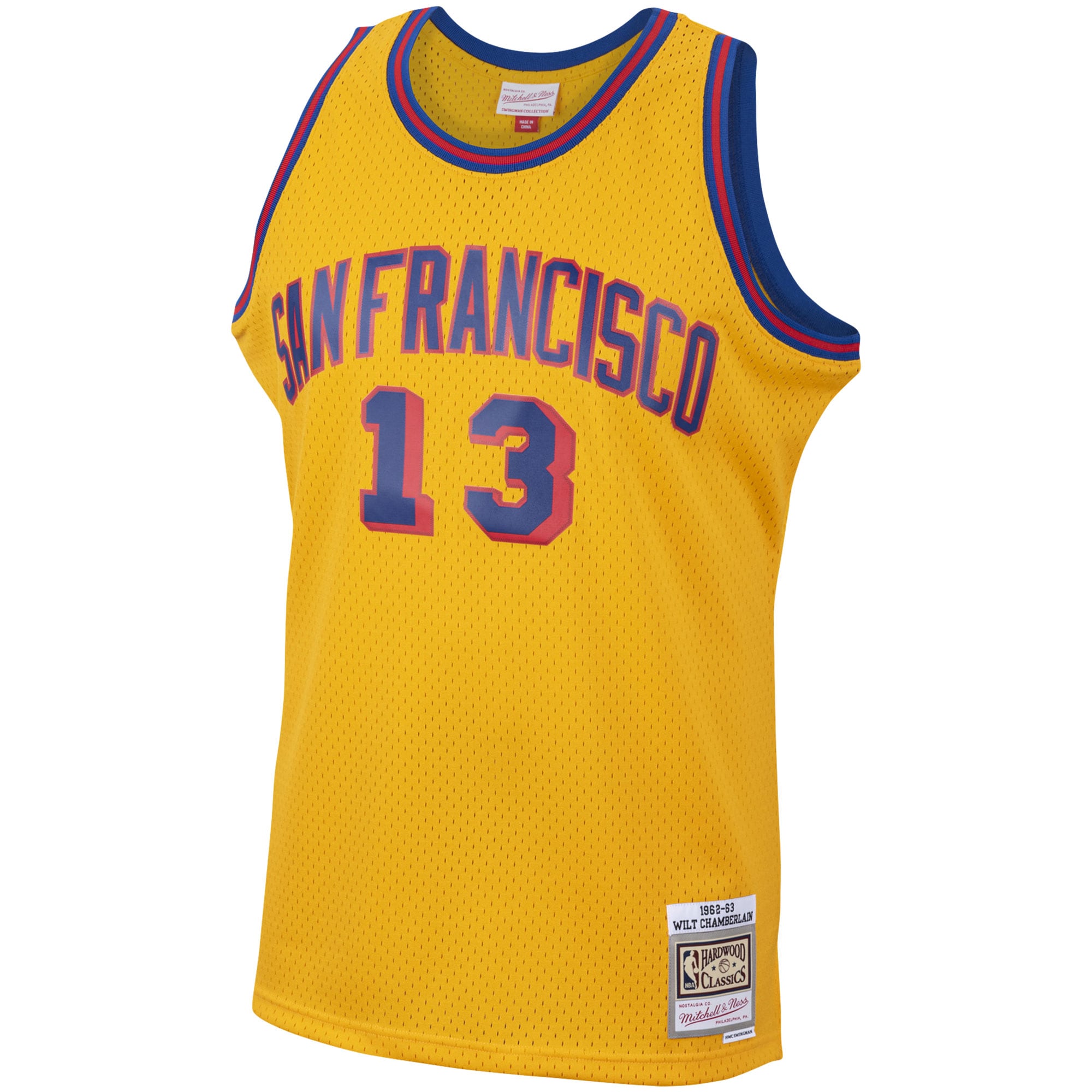 Men's Mitchell & Ness Wilt Chamberlain Gold San Francisco Warriors 1962-63 Hardwood Classics Swingman Jersey