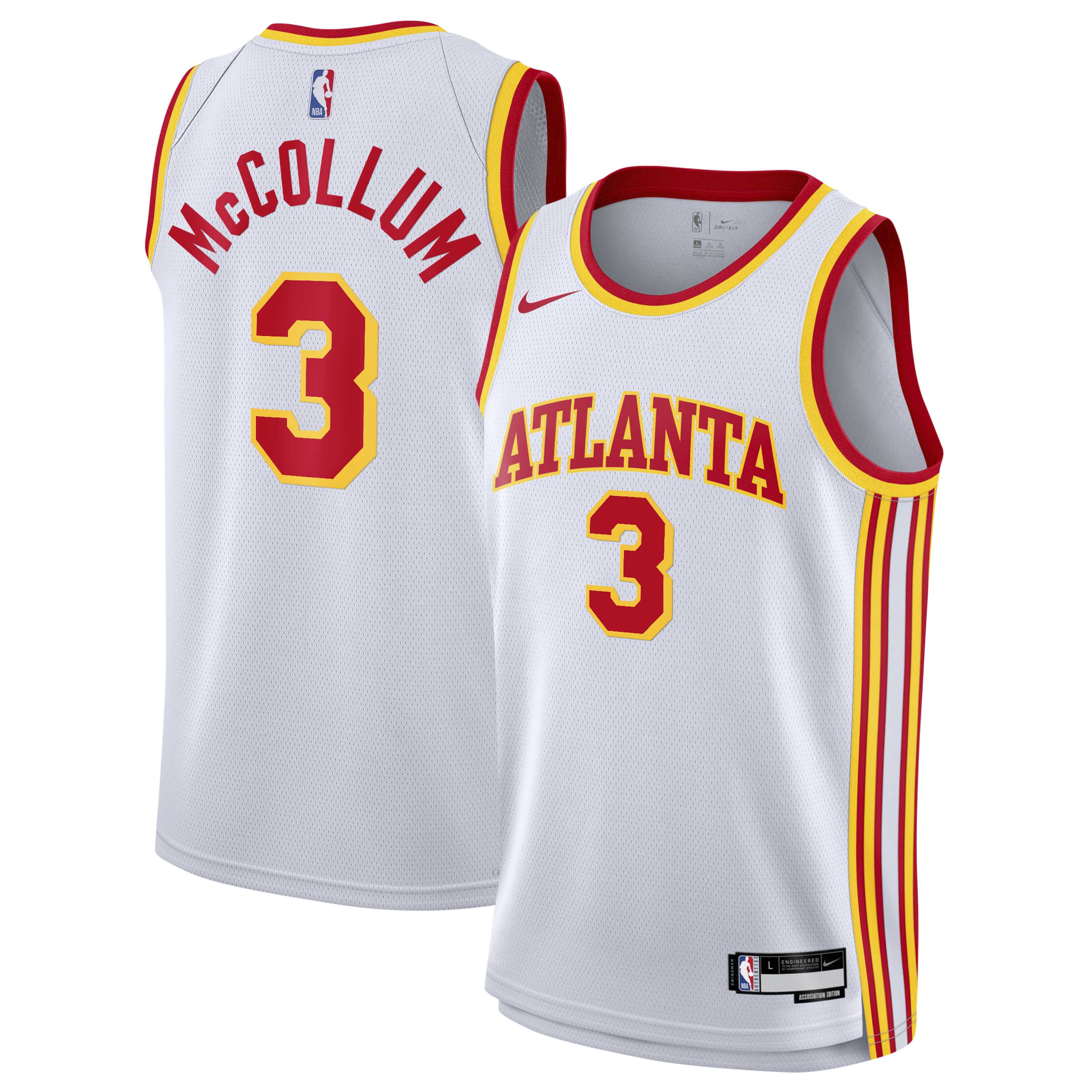Atlanta Hawks Nike Association Edition Swingman Jersey - White - CJ McCollum - Youth