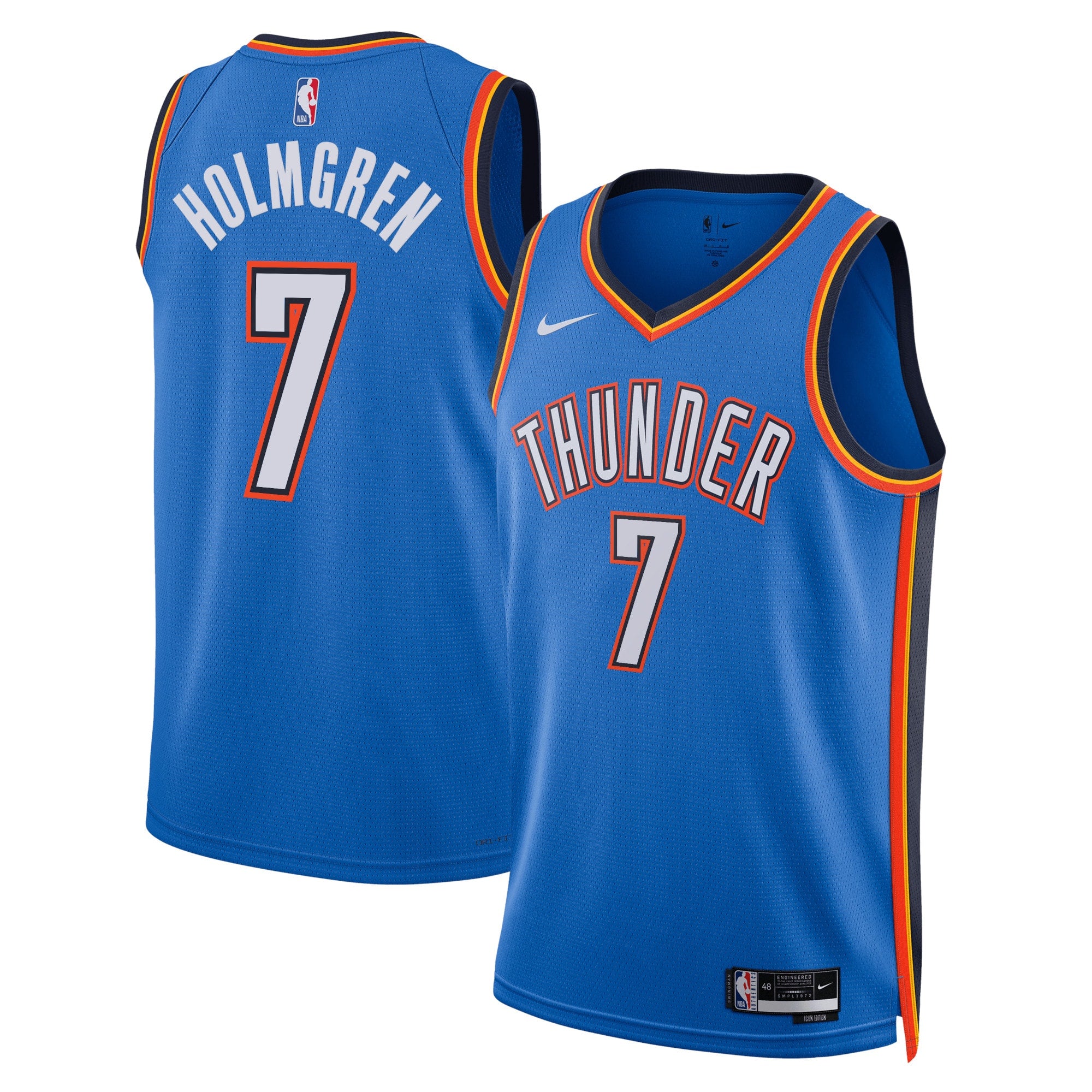 Oklahoma City Thunder Nike Icon Edition Swingman Jersey - Blue - Chet Holmgren - Unisex