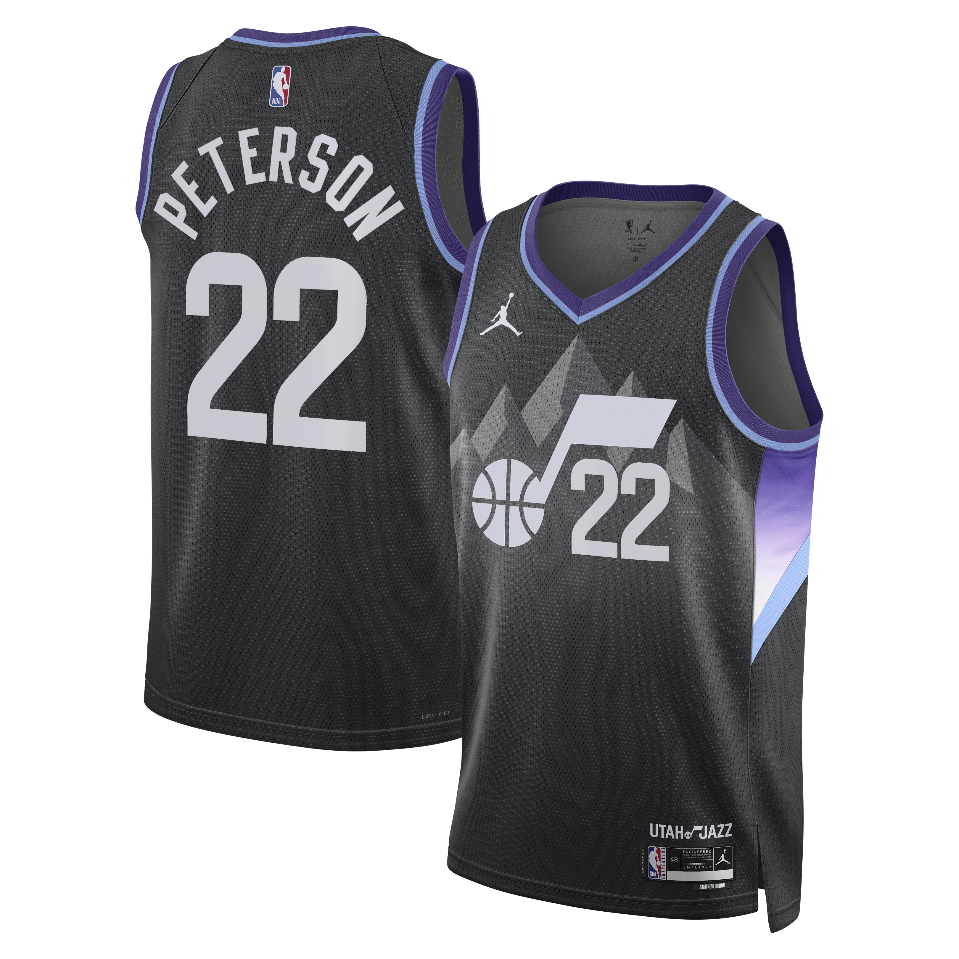 Utah Jazz Jordan Brand Statement Edition Swingman Jersey - Black - Darryn Peterson - Mens