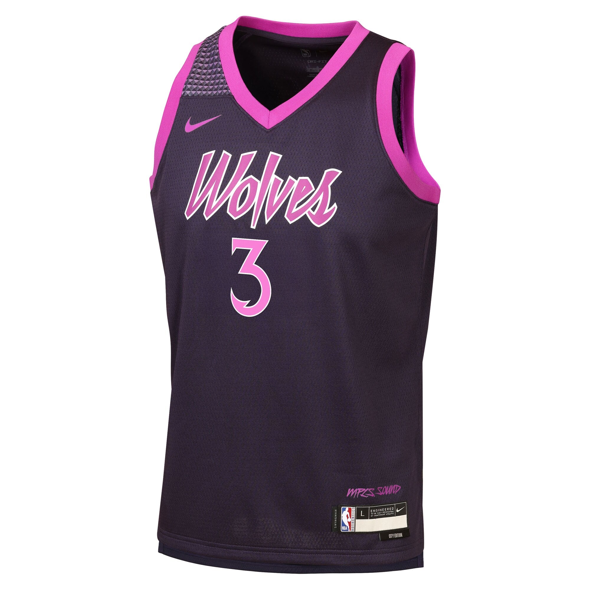 Minnesota Timberwolves Nike 2025/26 City Edition Swingman Jersey - Black - Jaden McDaniels - Youth